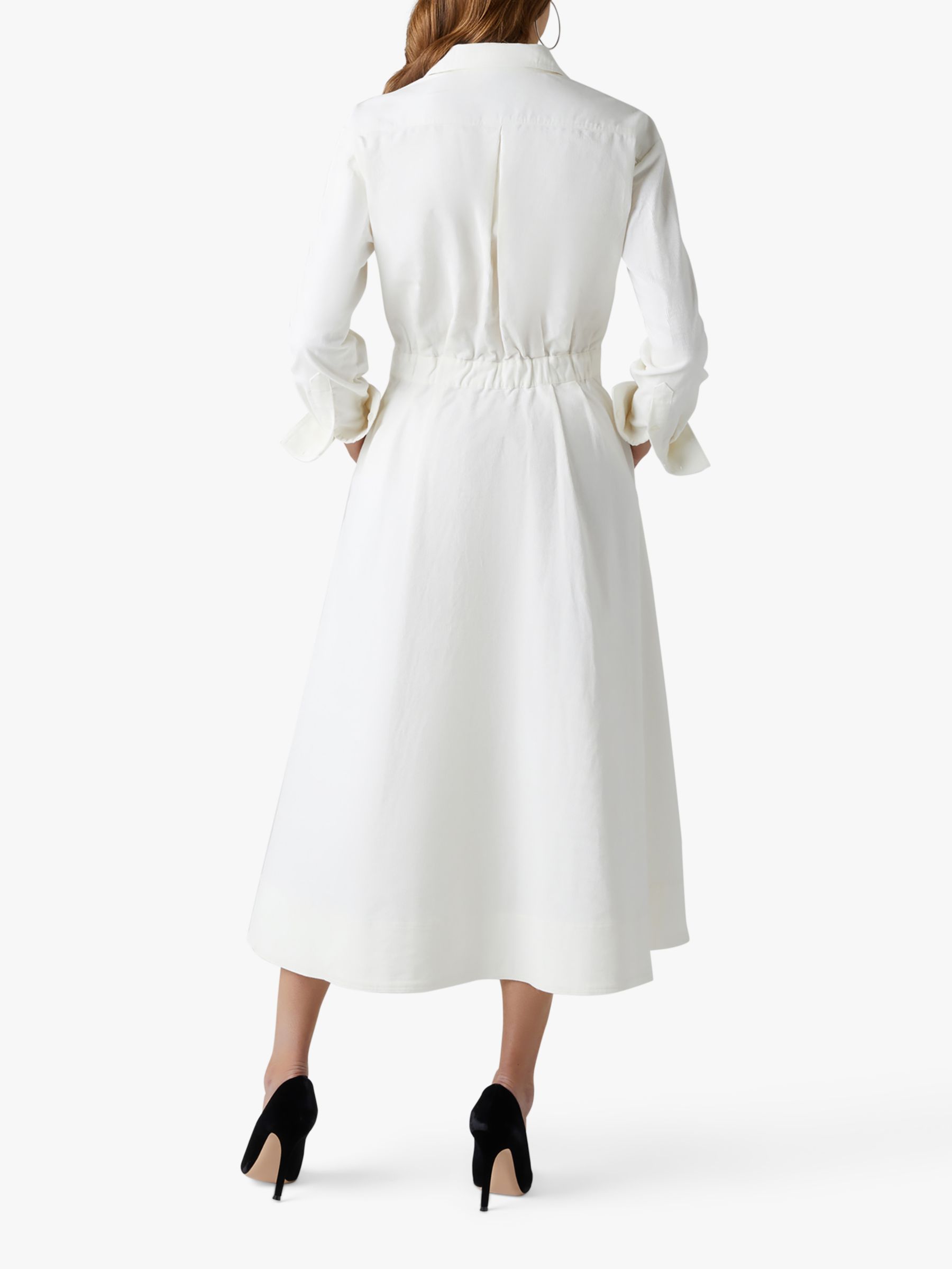 Jasper Conran London Full Skirt Midi Shirt Dress, White Winter, 8