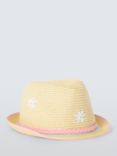 John Lewis Kids' Pastel Daisy Weave Trilby Hat, Natural/Multi