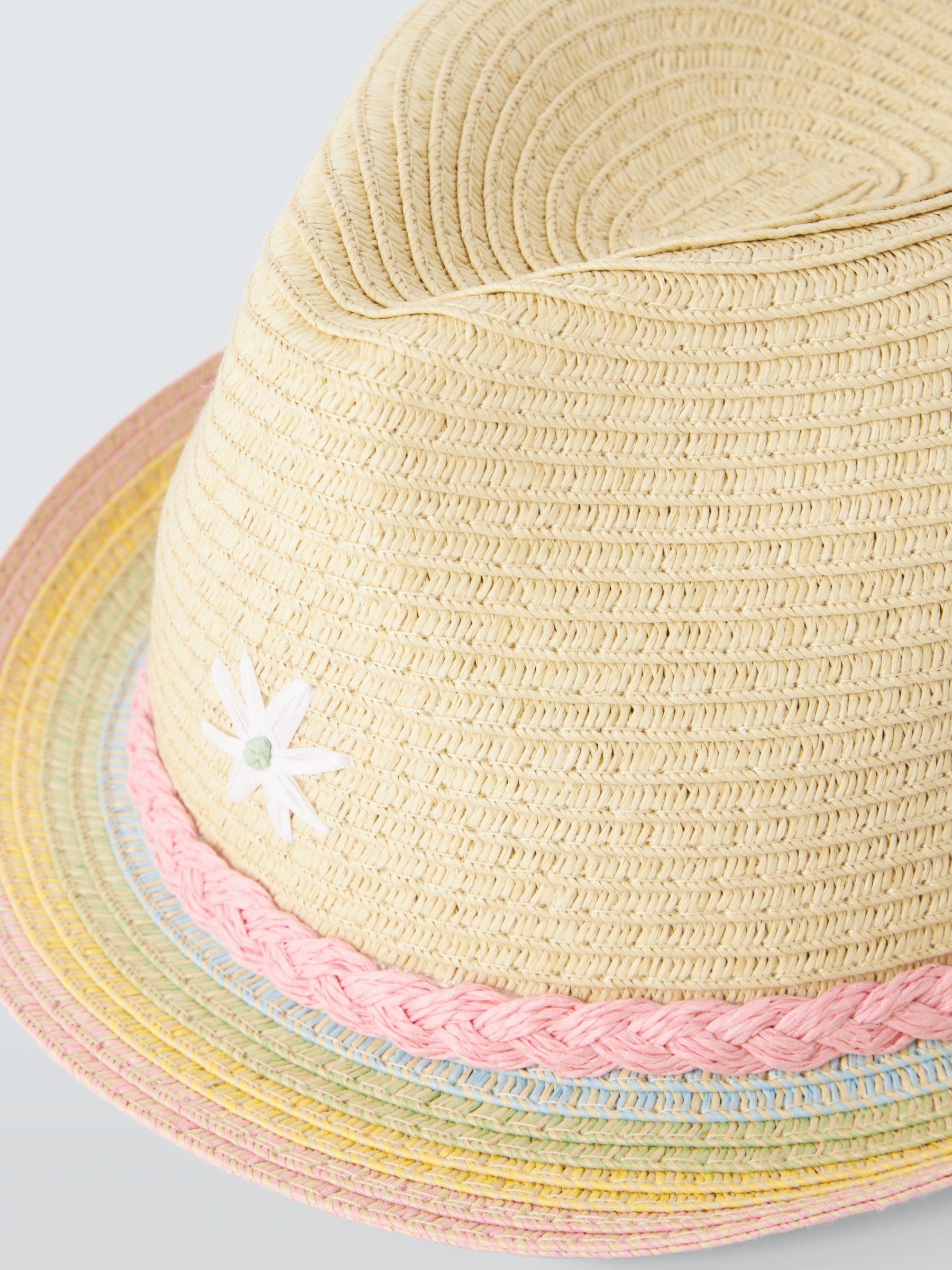 John Lewis Kids' Pastel Daisy Weave Trilby Hat, Natural/Multi, 6-8 years