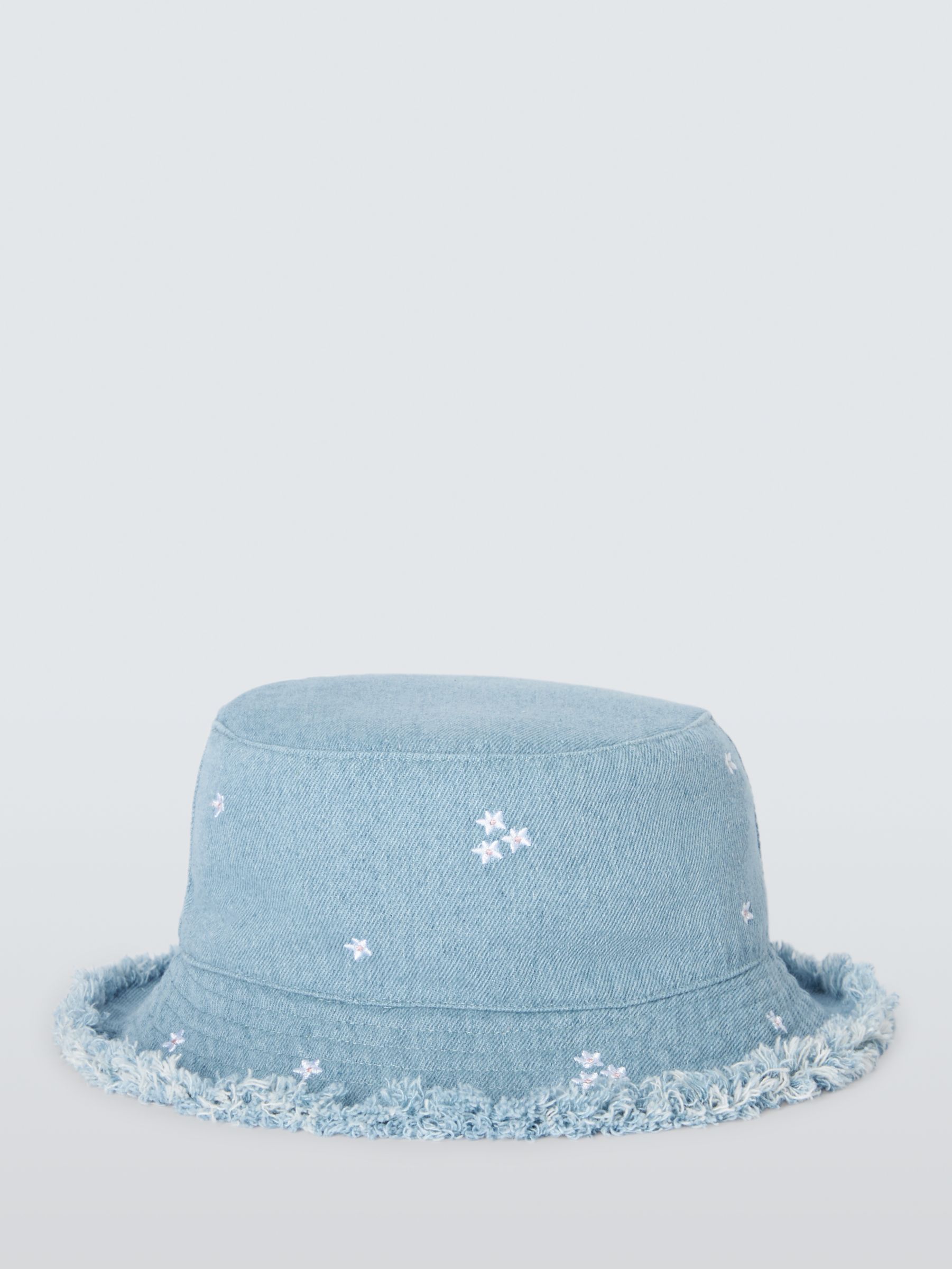 Buy John Lewis Kids' Denim Floral Embroidered Bucket Hat, Blue Mid Online at johnlewis.com