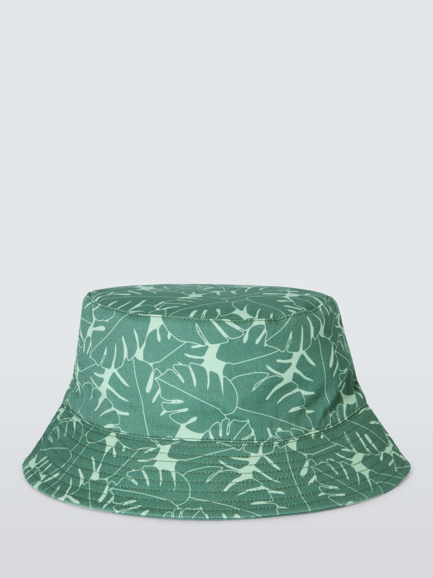 John Lewis Kids' Leaf/Stripe Reversible Bucket Hat, Green/Multi, 6-8 years