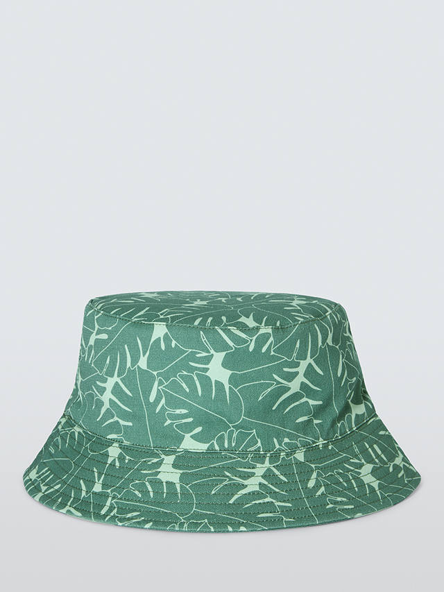 John Lewis Kids' Leaf/Stripe Reversible Bucket Hat, Green/Multi