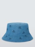 John Lewis Kids' Shark Denim Bucket Hat, Mid Blue