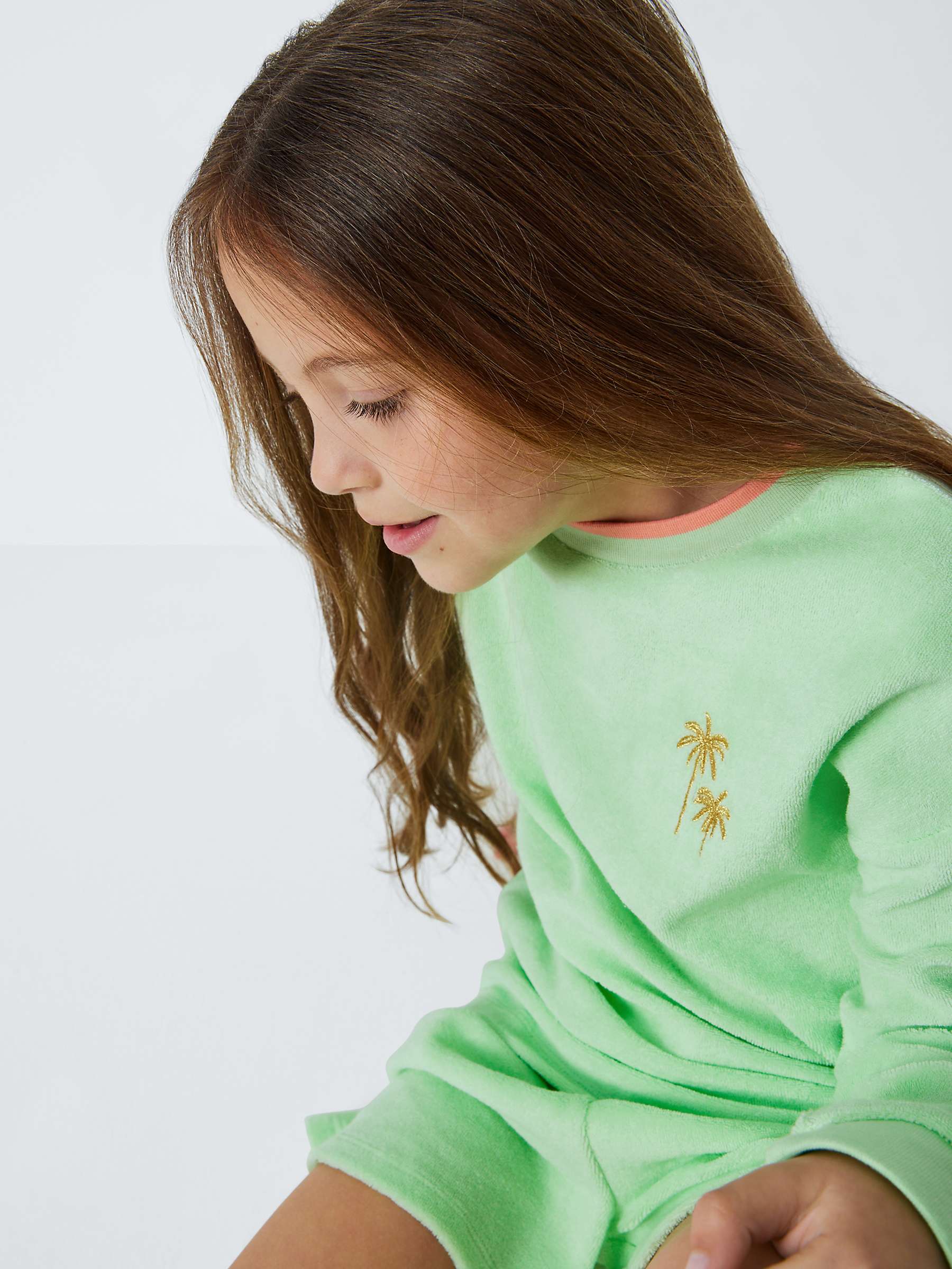 Buy John Lewis Kids' Towelling Lounge Shortie Pyjamas, Green Online at johnlewis.com