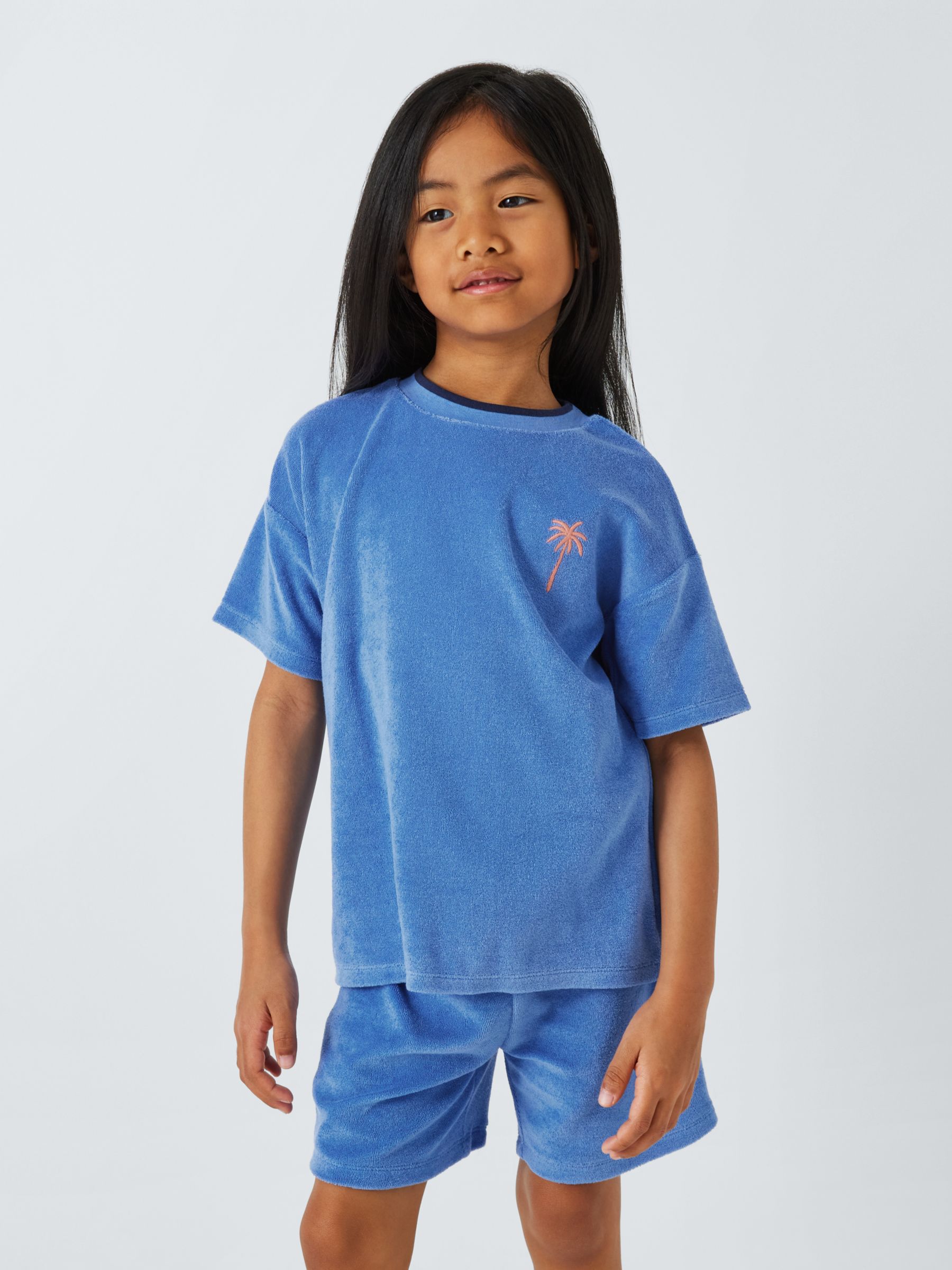 Buy John Lewis Kids' Towelling Lounge Shortie Pyjamas, Blue Online at johnlewis.com