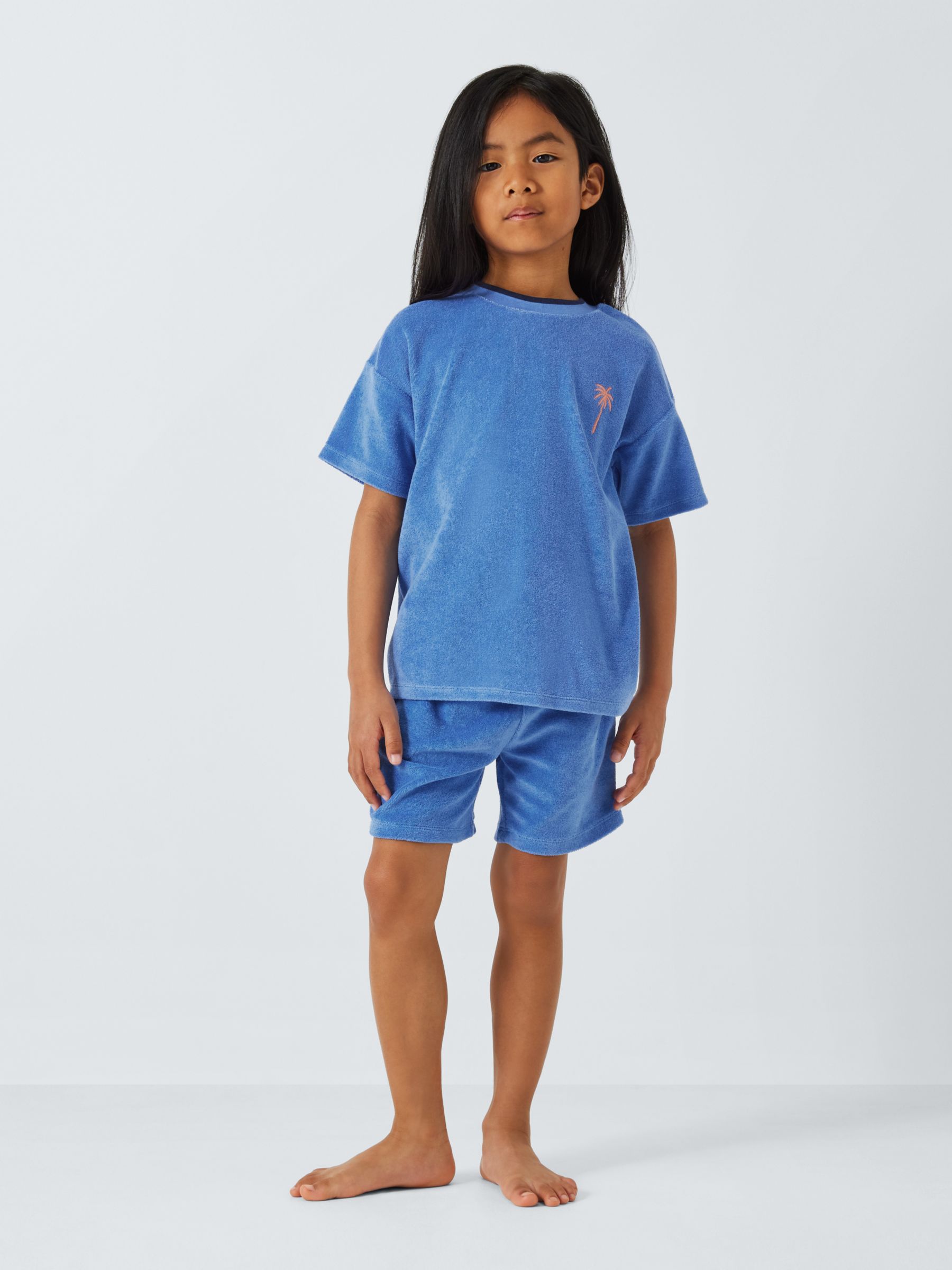 Buy John Lewis Kids' Towelling Lounge Shortie Pyjamas, Blue Online at johnlewis.com