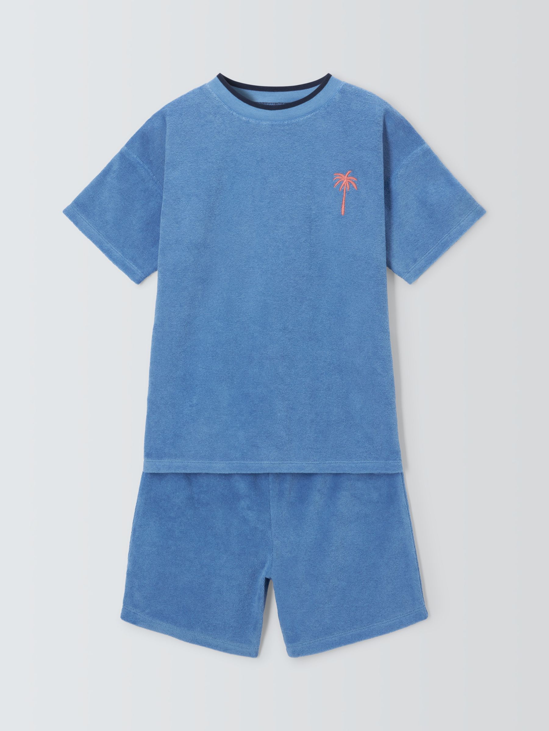 John Lewis Kids' Towelling Lounge Shortie Pyjamas, Blue, 3 years