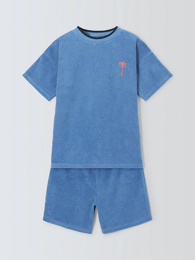 John Lewis Kids' Towelling Lounge Shortie Pyjamas, Blue