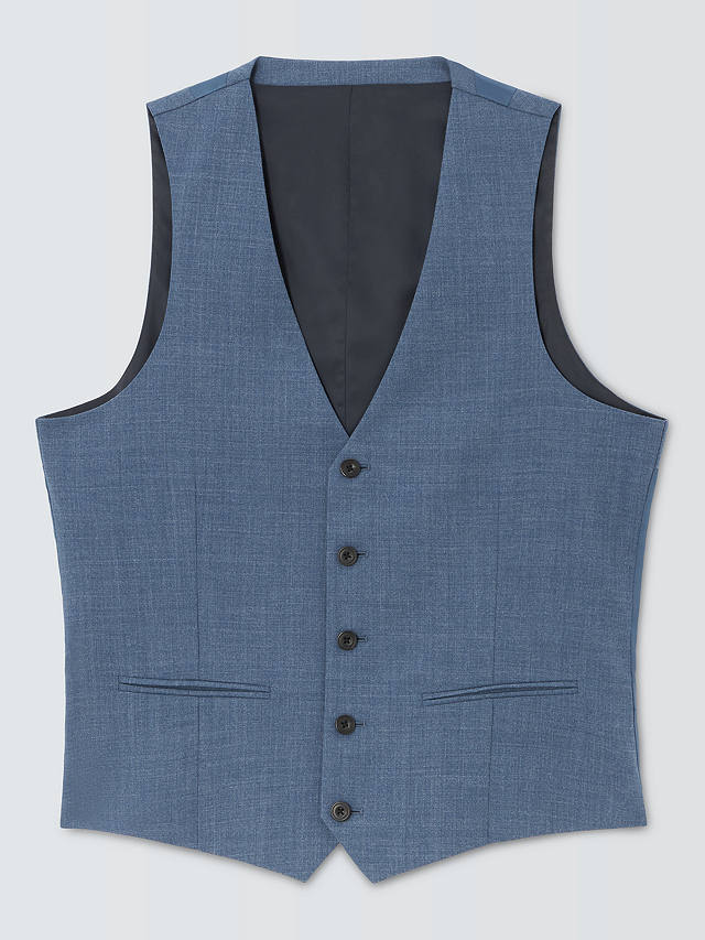 John Lewis Warwick Wool Melange Regular Fit Waistcoat, Mid Blue