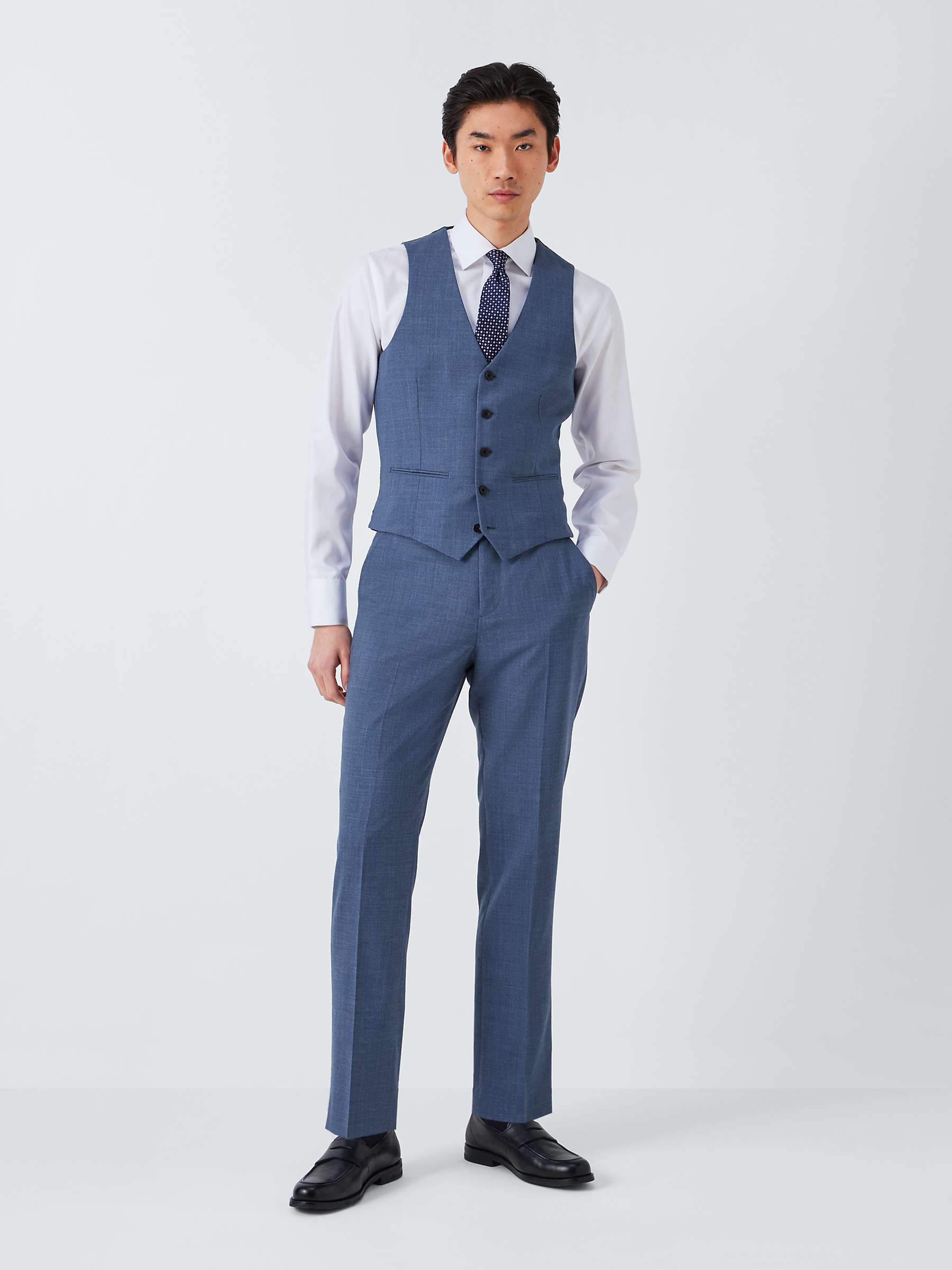 Buy John Lewis Warwick Wool Melange Regular Fit Waistcoat, Mid Blue Online at johnlewis.com