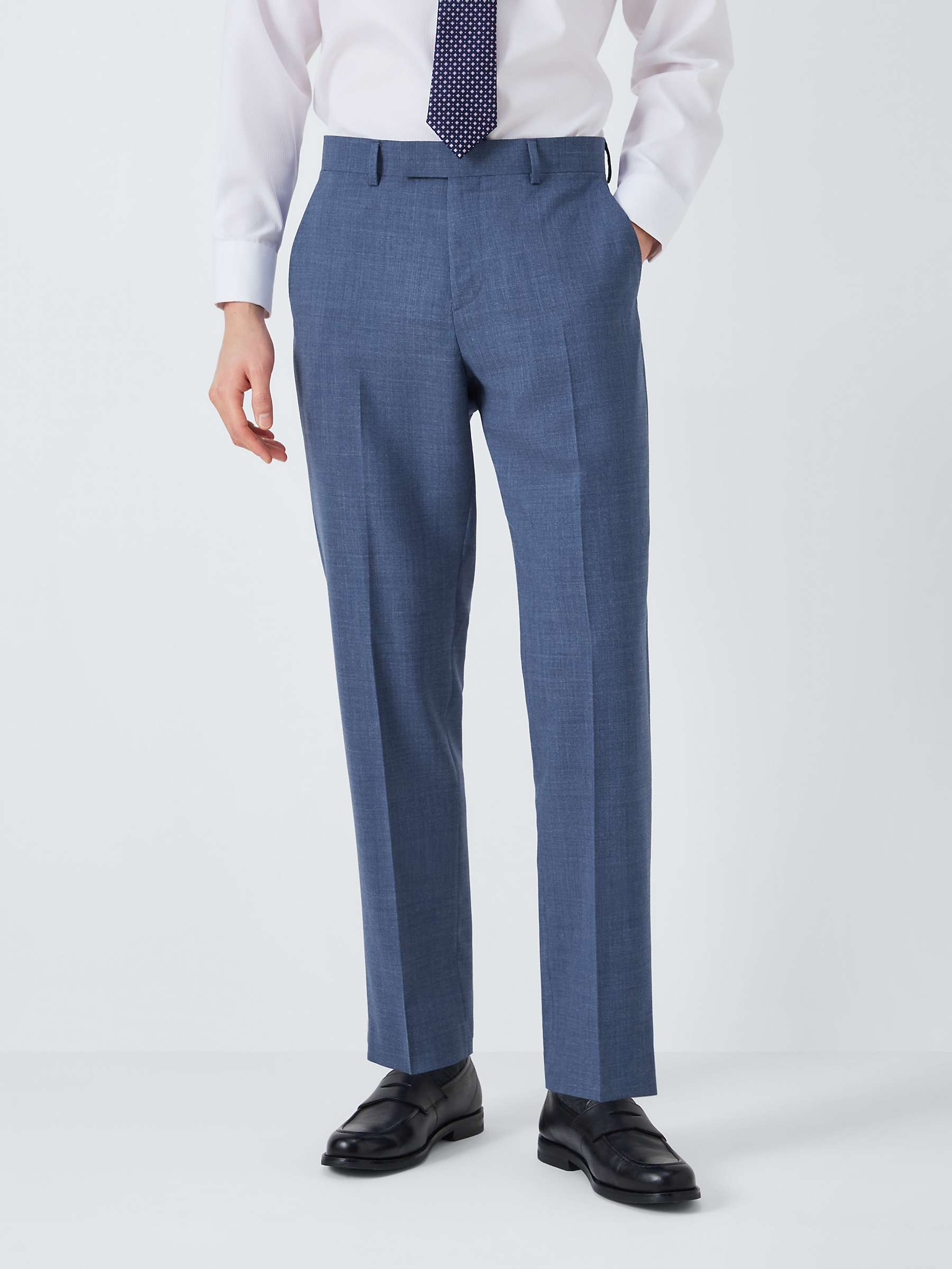 Buy John Lewis Warwick Wool Melange Regular Fit Trousers, Mid Blue Online at johnlewis.com