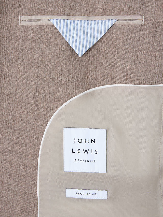 John Lewis Stowe Regular Fit Wool Suit Jacket, Sand