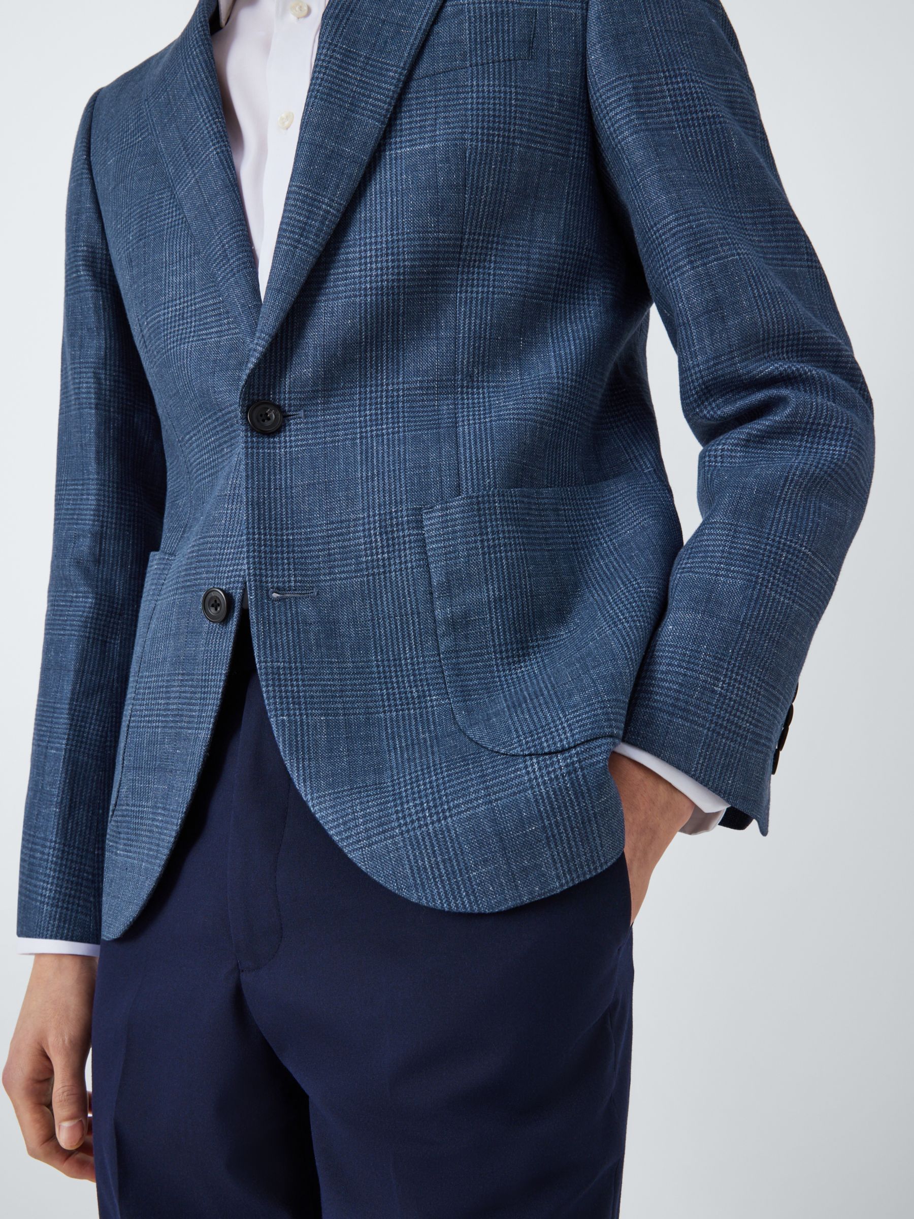 Buy John Lewis Arundel Cotton Blend Check Regular Fit Blazer, Mid Blue Online at johnlewis.com