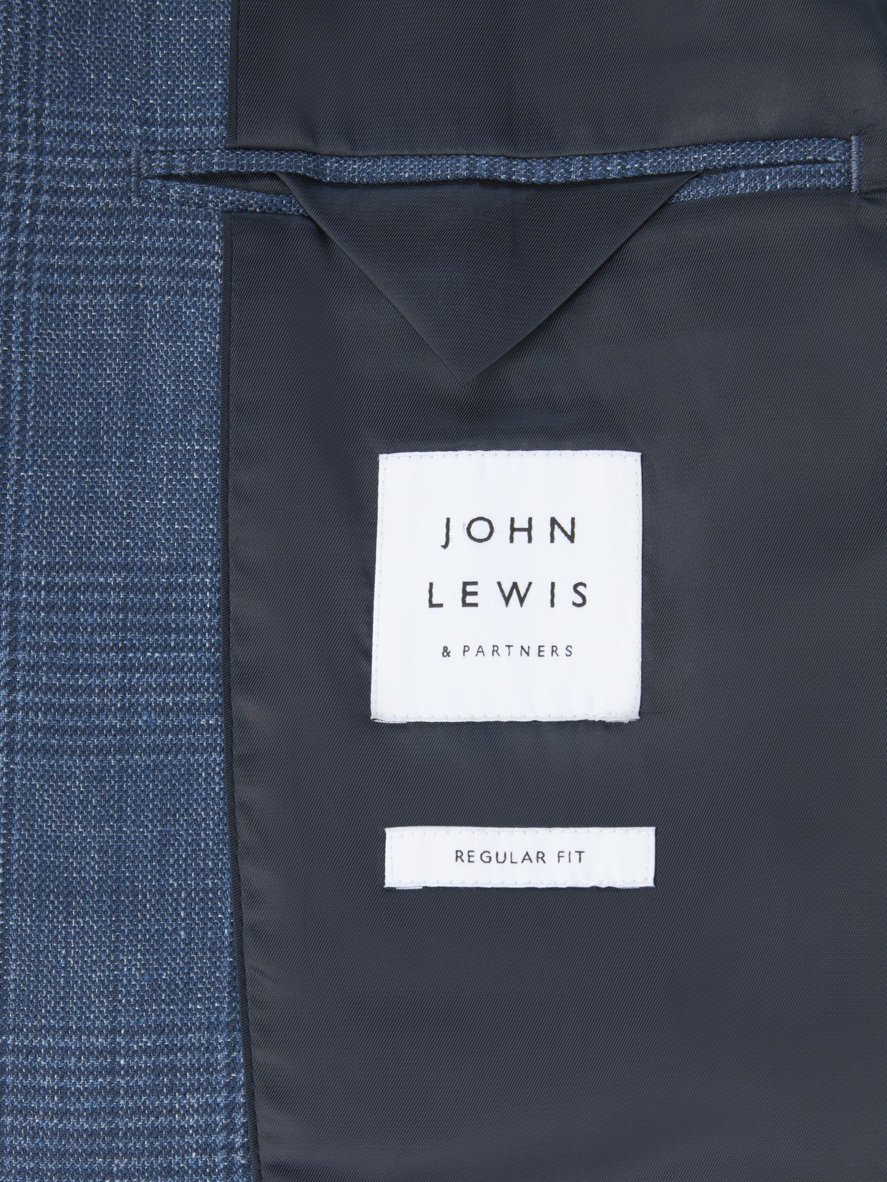 Buy John Lewis Arundel Cotton Blend Check Regular Fit Blazer, Mid Blue Online at johnlewis.com