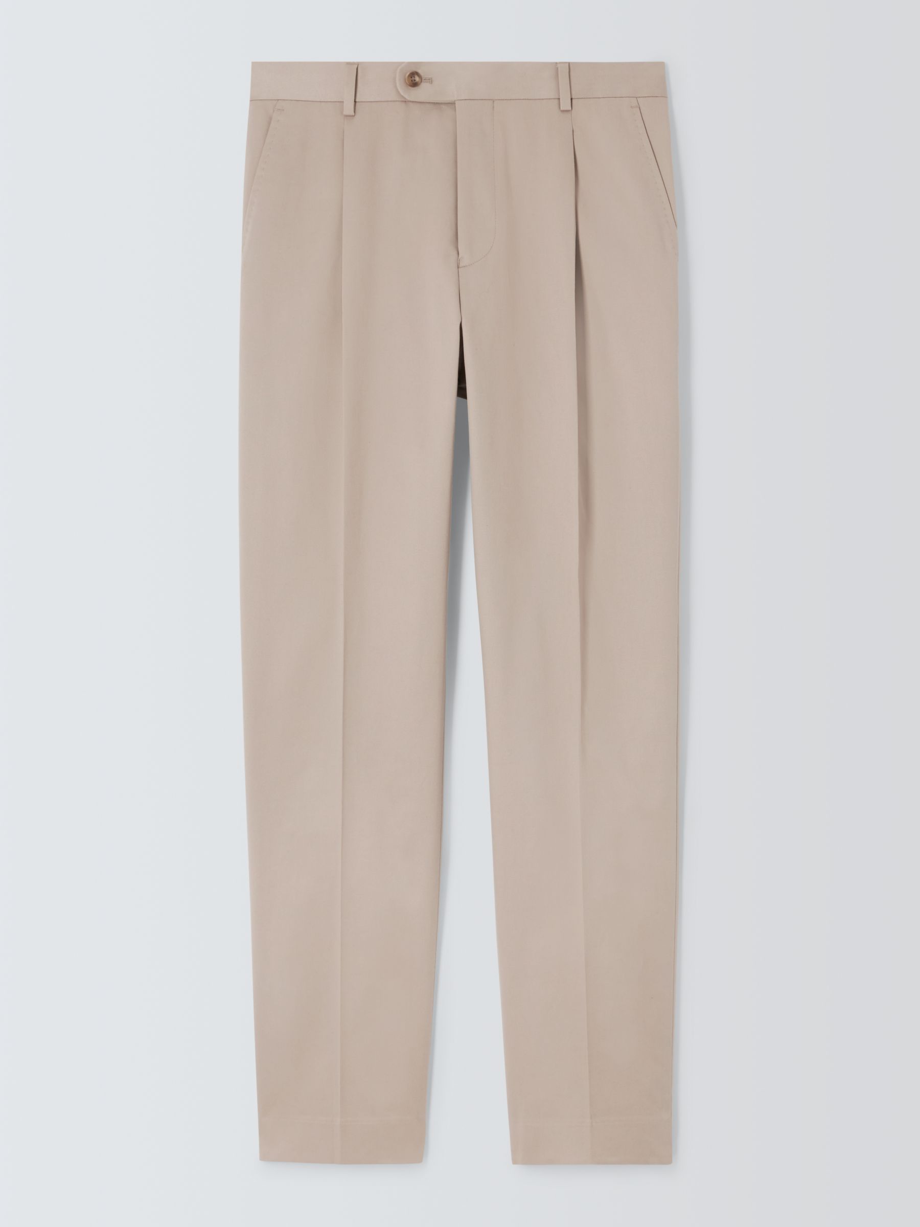 John Lewis Dulwich Cotton Smart Pleat Front Chinos, Stone, 42R