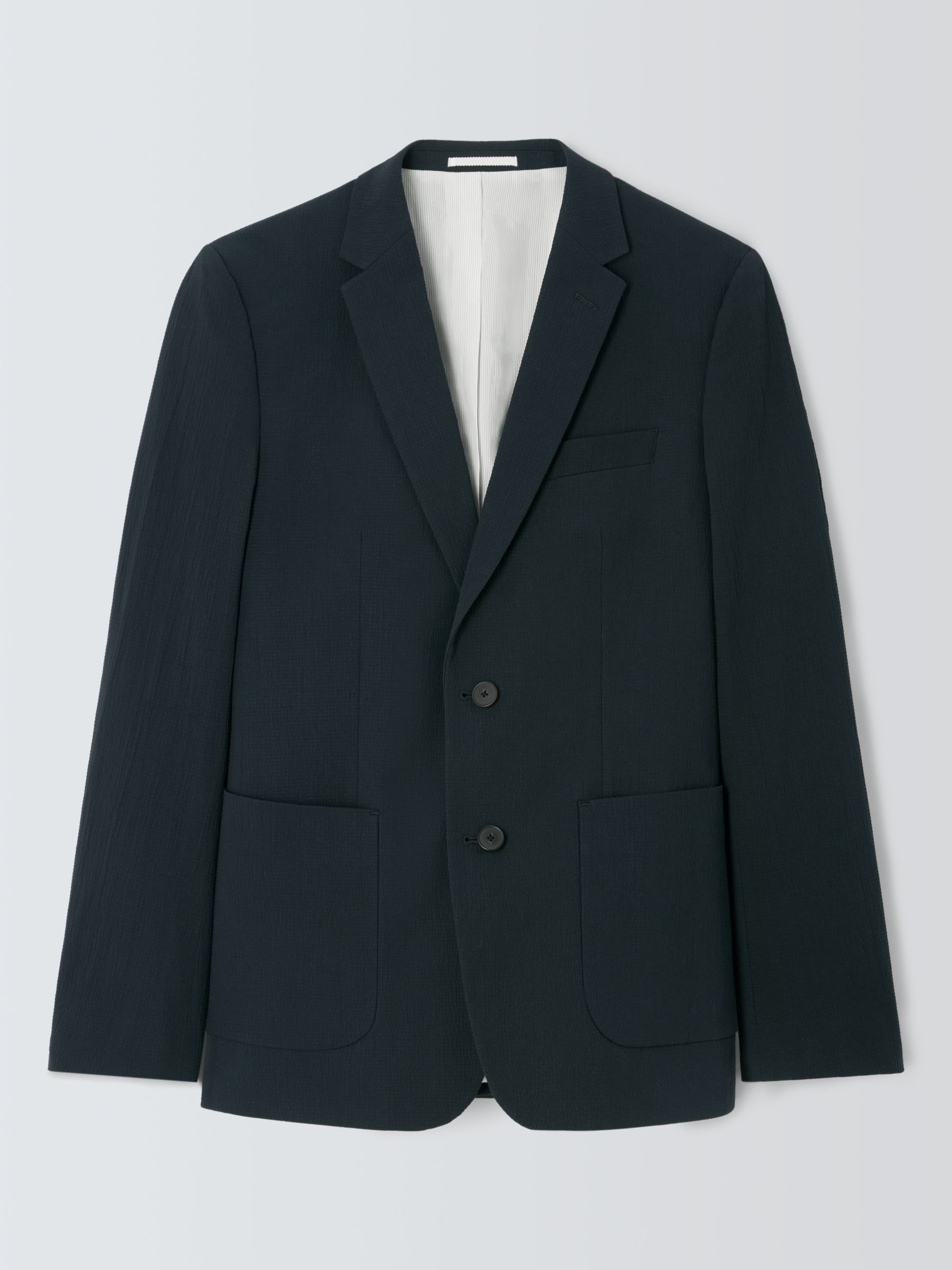 Kin Asher Cotton Seersucker Slim Fit Suit Jacket, Navy, 42S