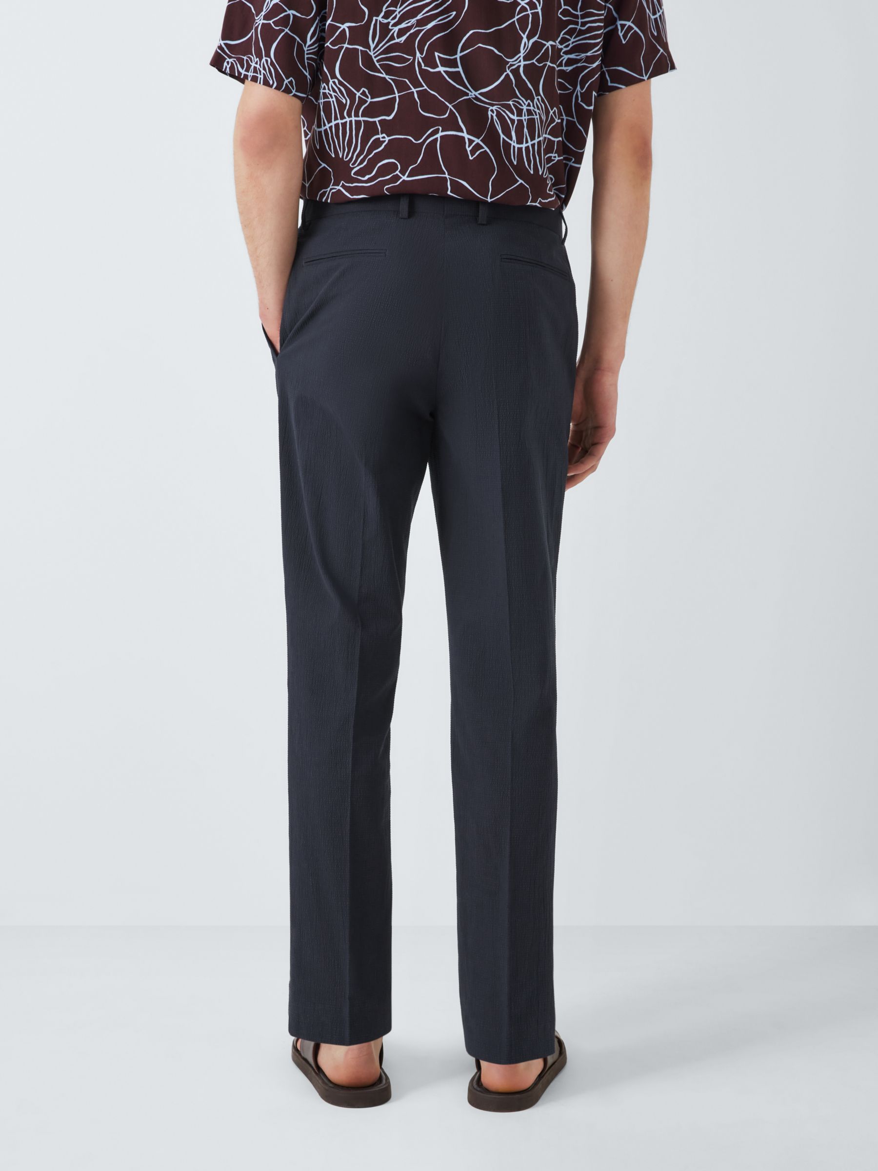 Buy Kin Asher Cotton Seersucker Slim Fit Suit Trousers, Navy Online at johnlewis.com