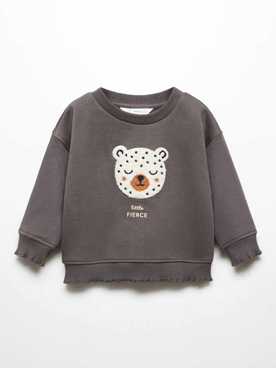 Mango Baby Fierce Applique Sweatshirt, Charcoal at John Lewis & Partners