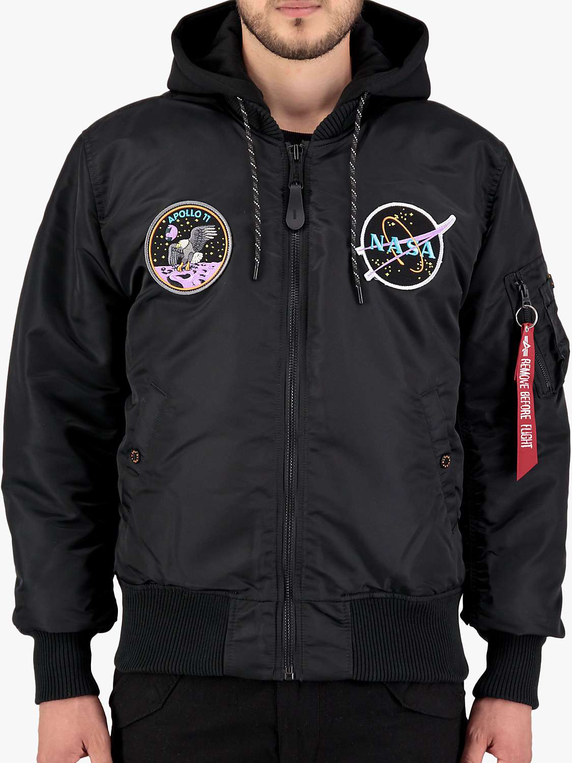 Buy Alpha Industries MA-1 VF Dark Side Hooded Flight Jacket, 03 Black Online at johnlewis.com