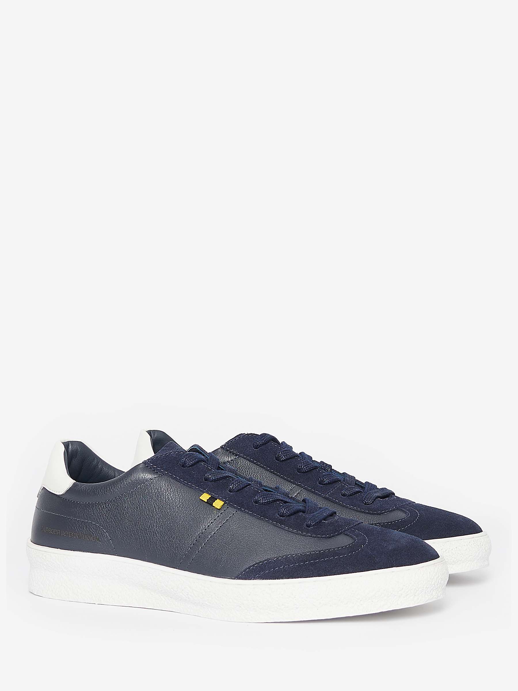 Buy Barbour International Felix Leather Trainers, Navy Online at johnlewis.com