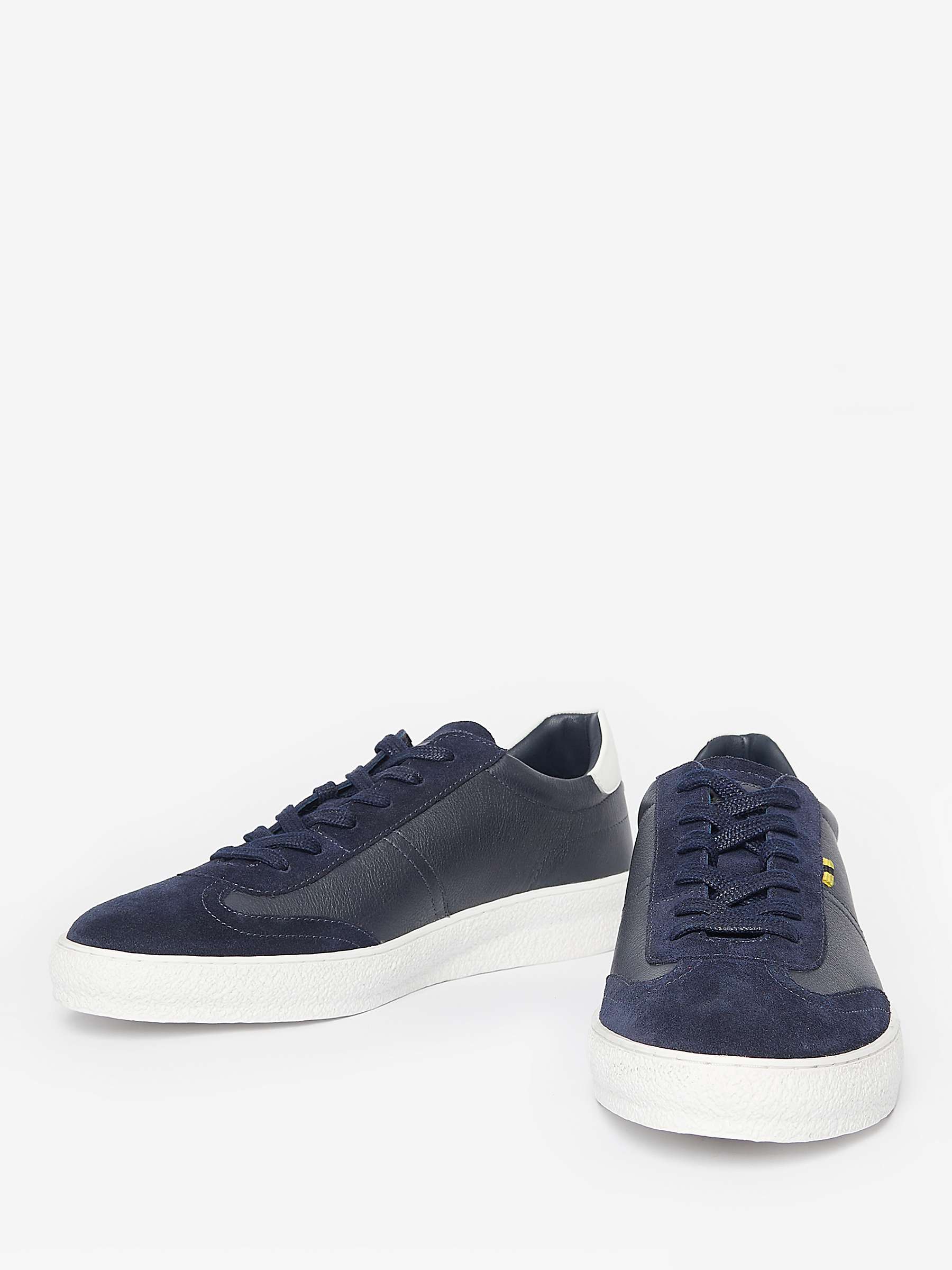Buy Barbour International Felix Leather Trainers, Navy Online at johnlewis.com