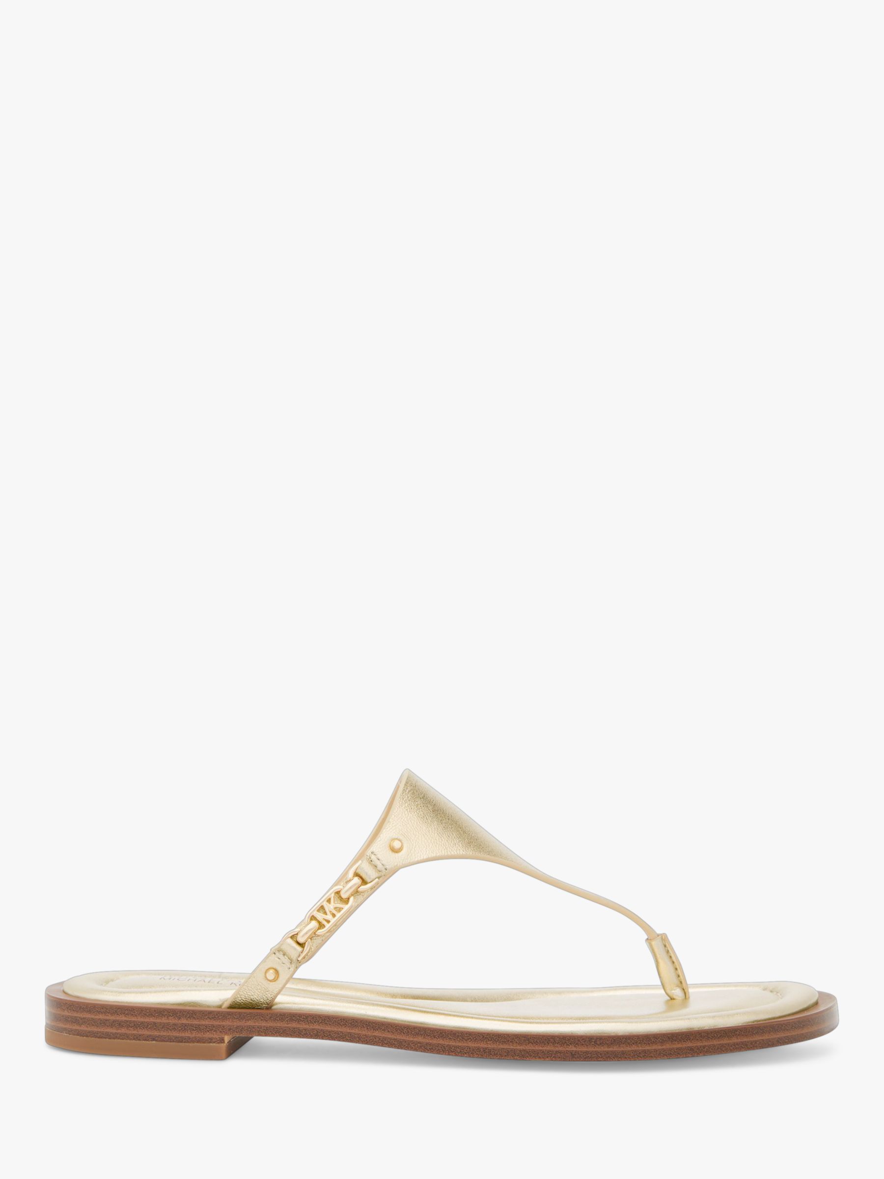 MICHAEL Michael Kors Daniella Leather Toe Post Sandals, Pale Gold, 7