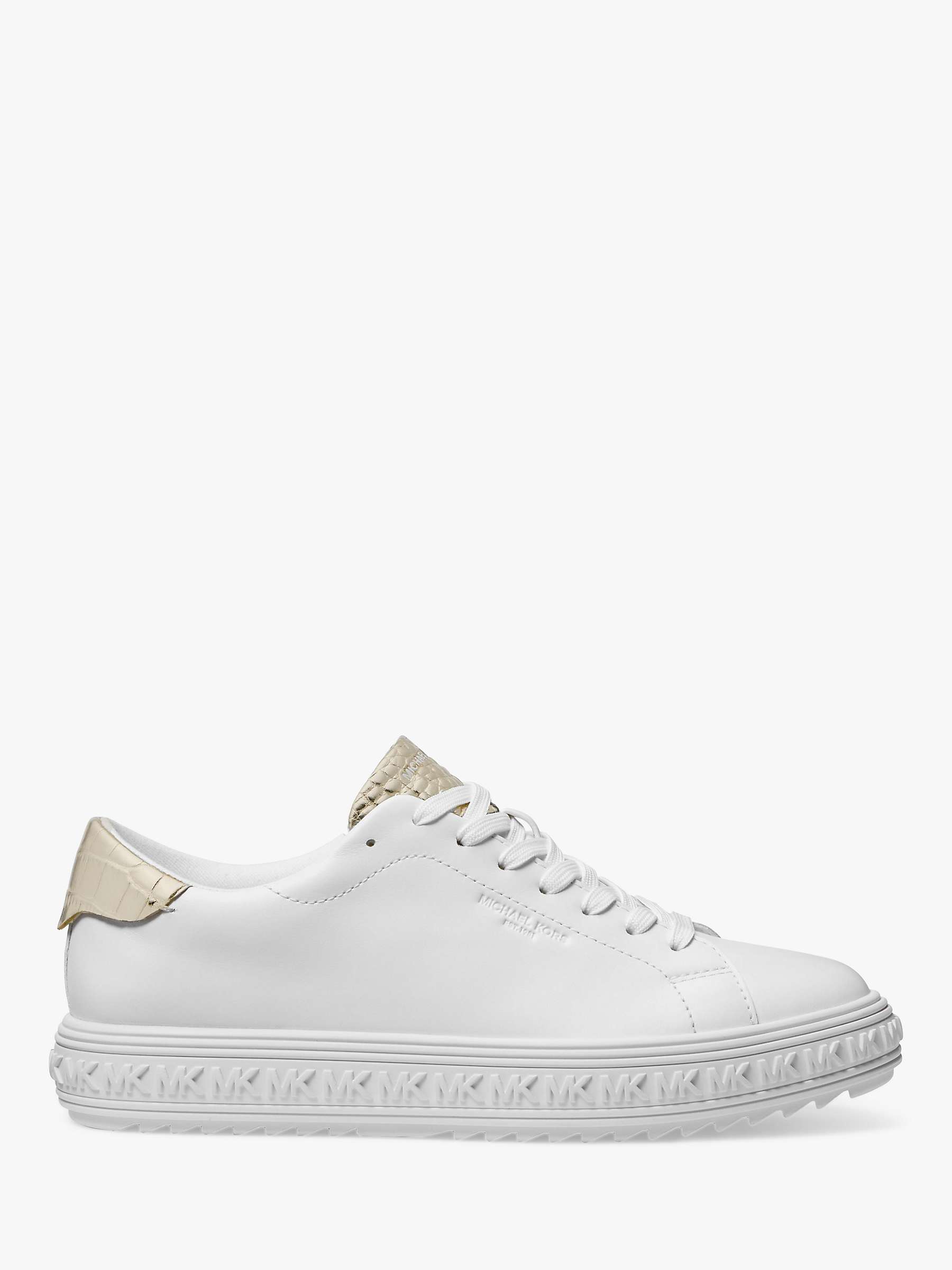 Buy MICHAEL Michael Kors Grove Leather Lace Trainers, White/Pale Gold Online at johnlewis.com