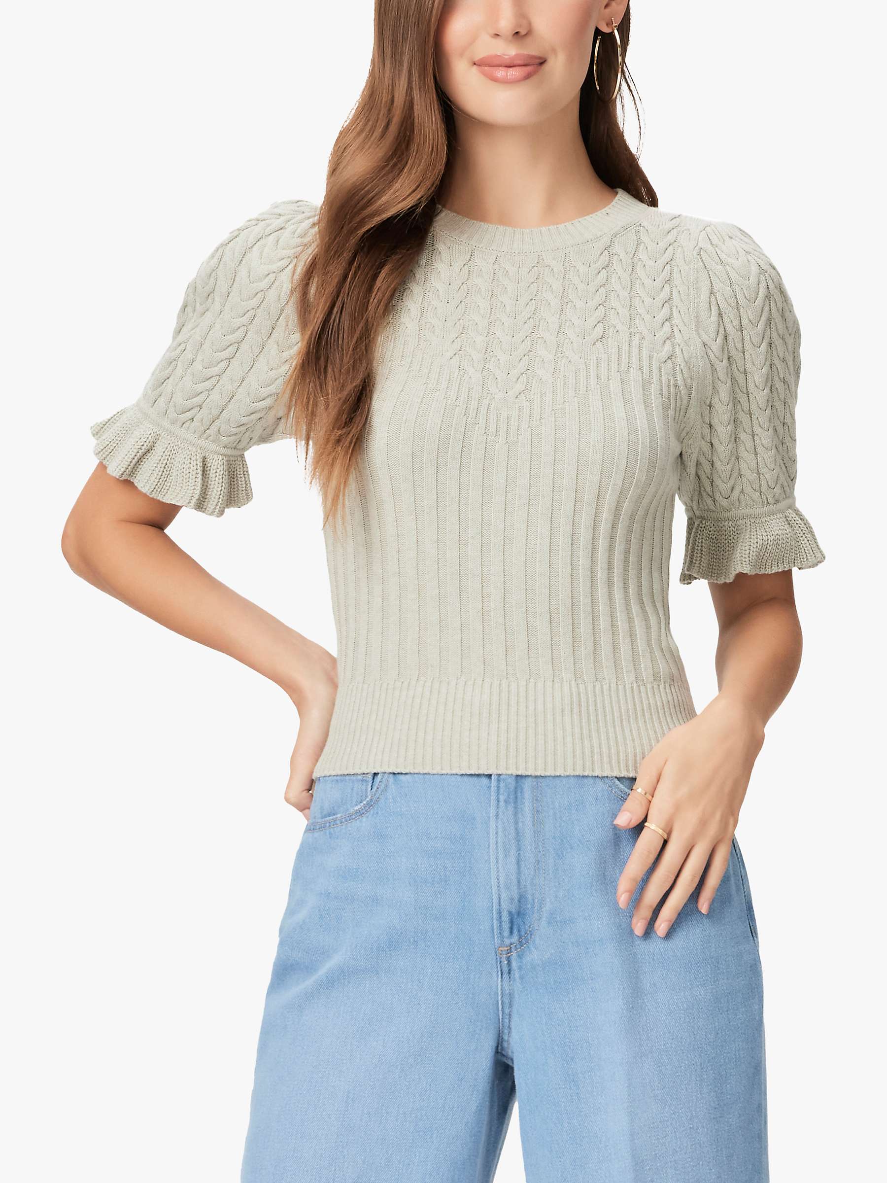 Buy PAIGE Ansa Puff Sleeve Organic Cotton Blend Knit Top, Pale Sage Online at johnlewis.com