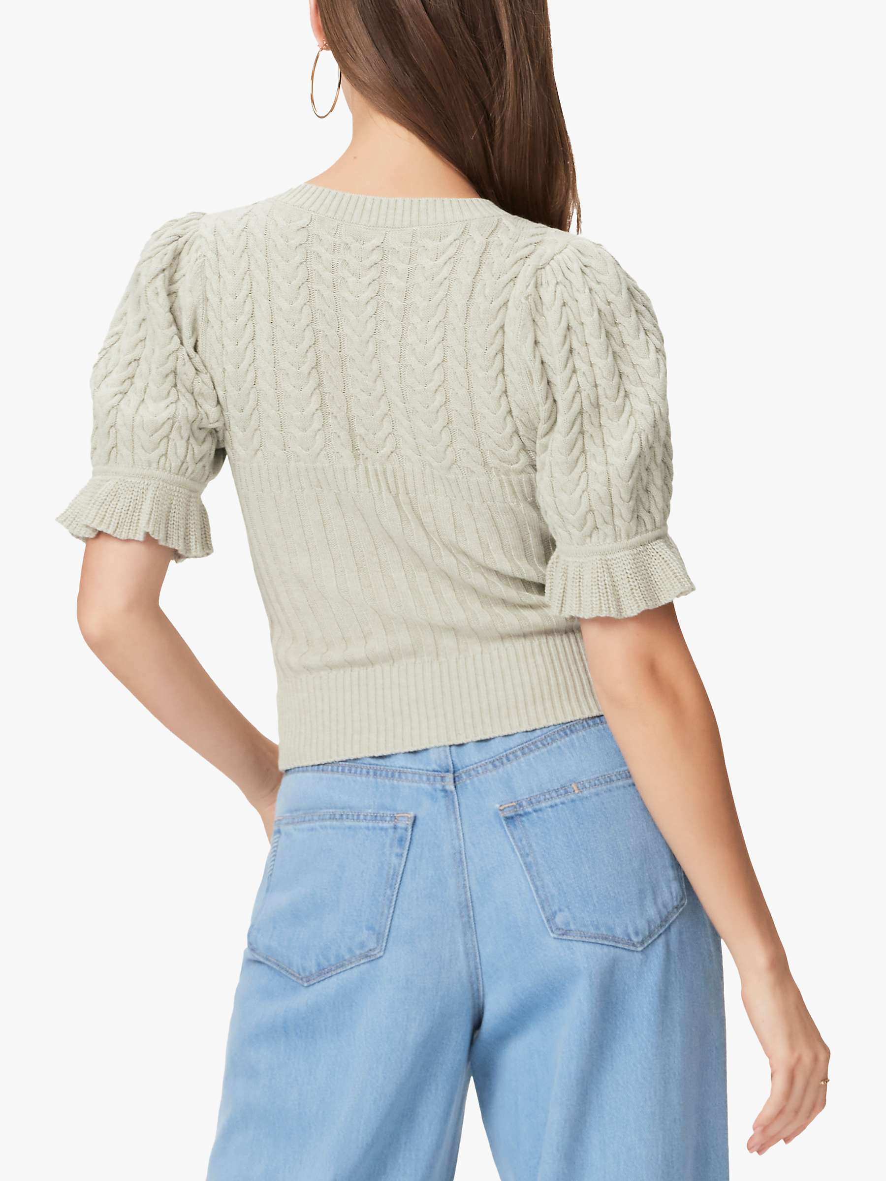Buy PAIGE Ansa Puff Sleeve Organic Cotton Blend Knit Top, Pale Sage Online at johnlewis.com