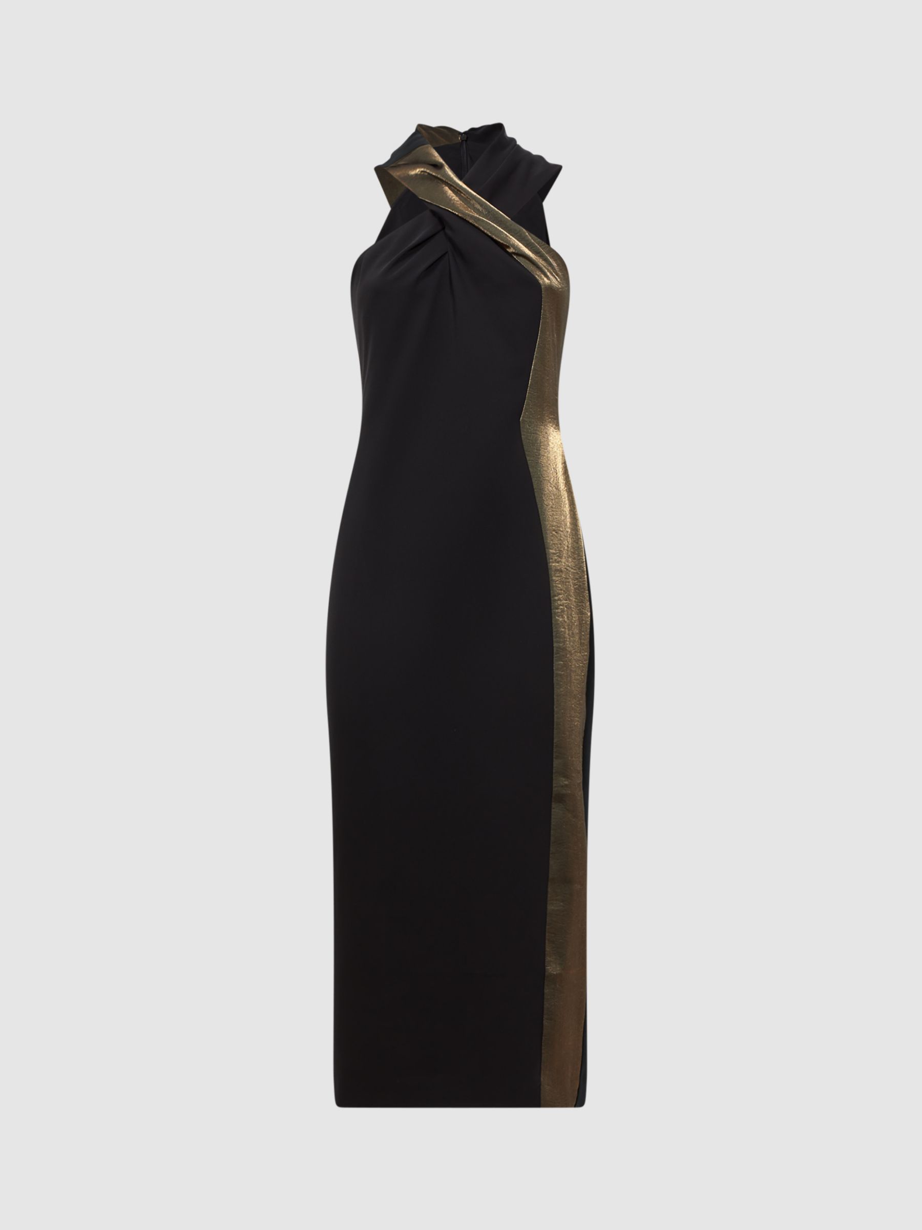 Reiss Carla Metallic Stripe Bodycon Dress, Black/Bronze at John Lewis ...