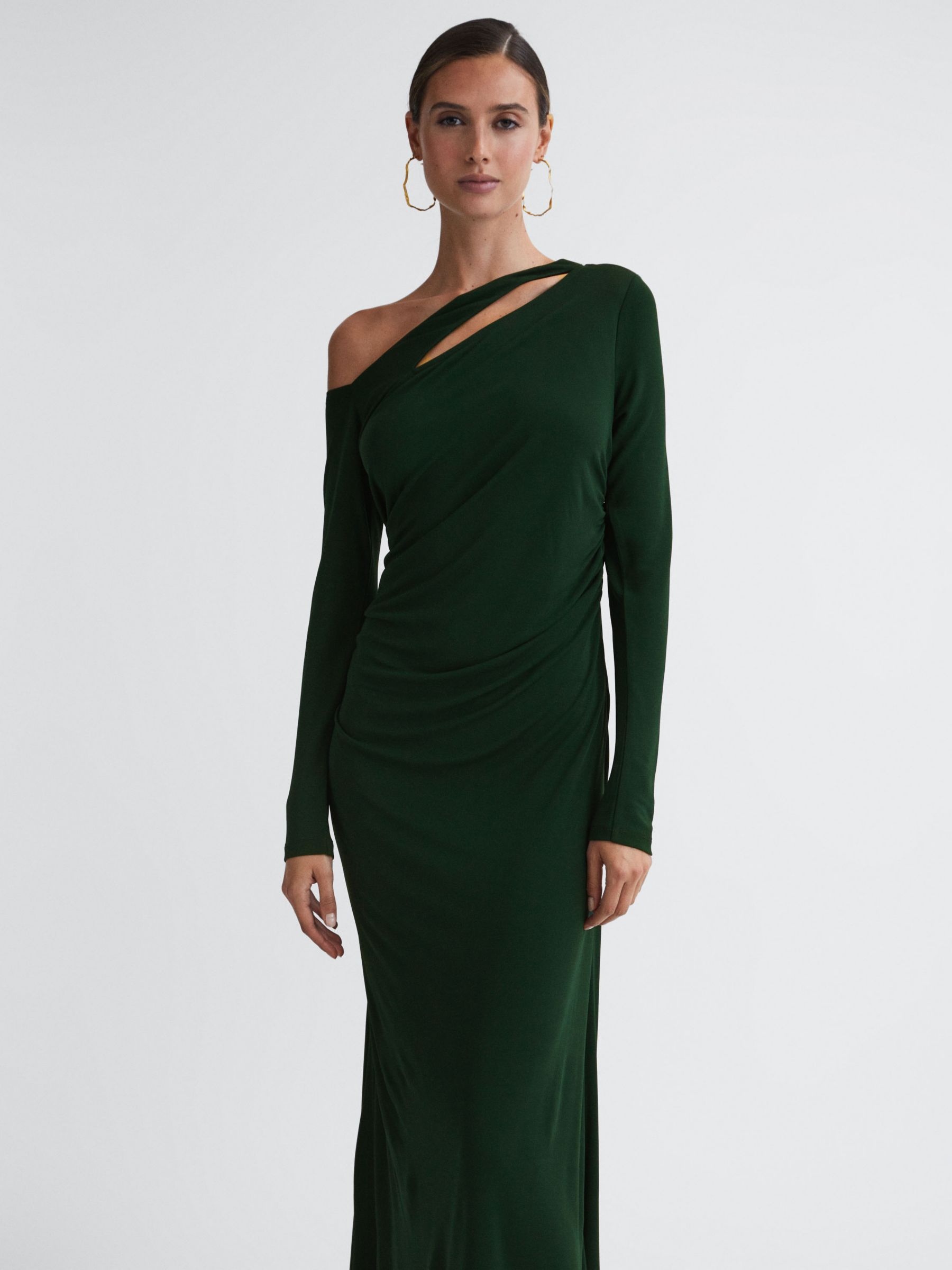 Reiss Delphine Jersey Cut Out Maxi Dress, Green at John Lewis & Partners