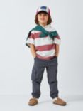 John Lewis Kids' Stripe Short Sleeve Polo Shirt, Yellow/Blue, Red/Multi