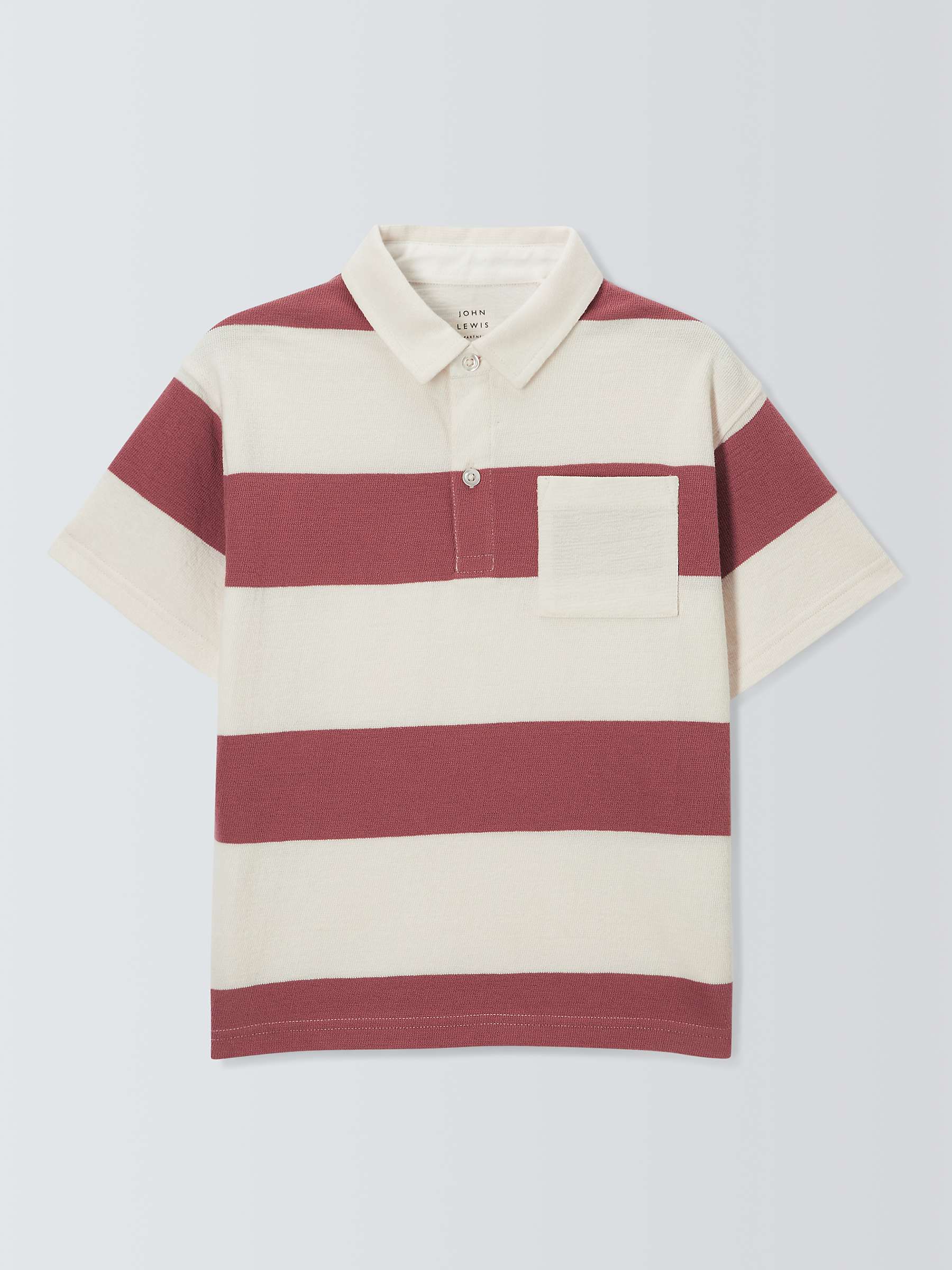 Buy John Lewis Kids' Block Stripe Pocket Polo Shirt, Red/Multi Online at johnlewis.com