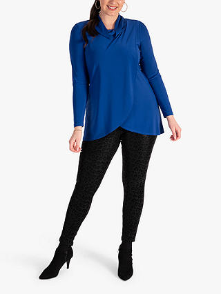 chesca Cowl Neck Layered Tunic, Royal Blue