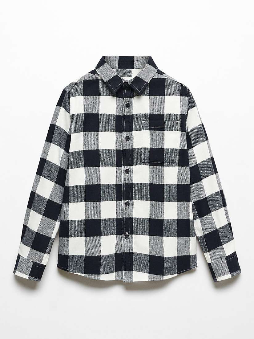 Buy Mango Baby Xavi Cotton Check Shirt, Light Beige/Black Online at johnlewis.com
