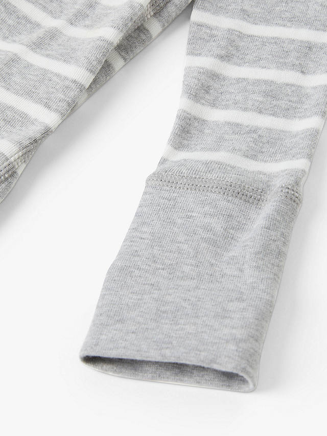Polarn O. Pyret Baby Organic Cotton Stripe Wrap Over Bodysuit, Grey/White