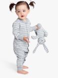 Polarn O. Pyret Baby Orgnaic Cotton Stripe Romper, Grey