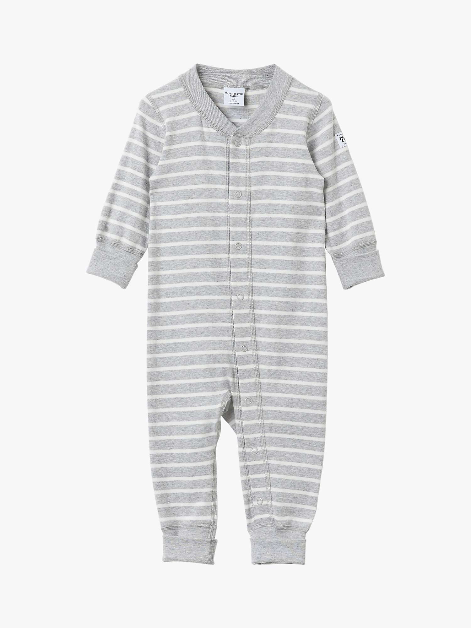 Buy Polarn O. Pyret Baby Orgnaic Cotton Stripe Romper, Grey Online at johnlewis.com