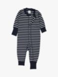 Polarn O. Pyret Baby Organic Cotton Stripe Long Sleeve Romper, Blue