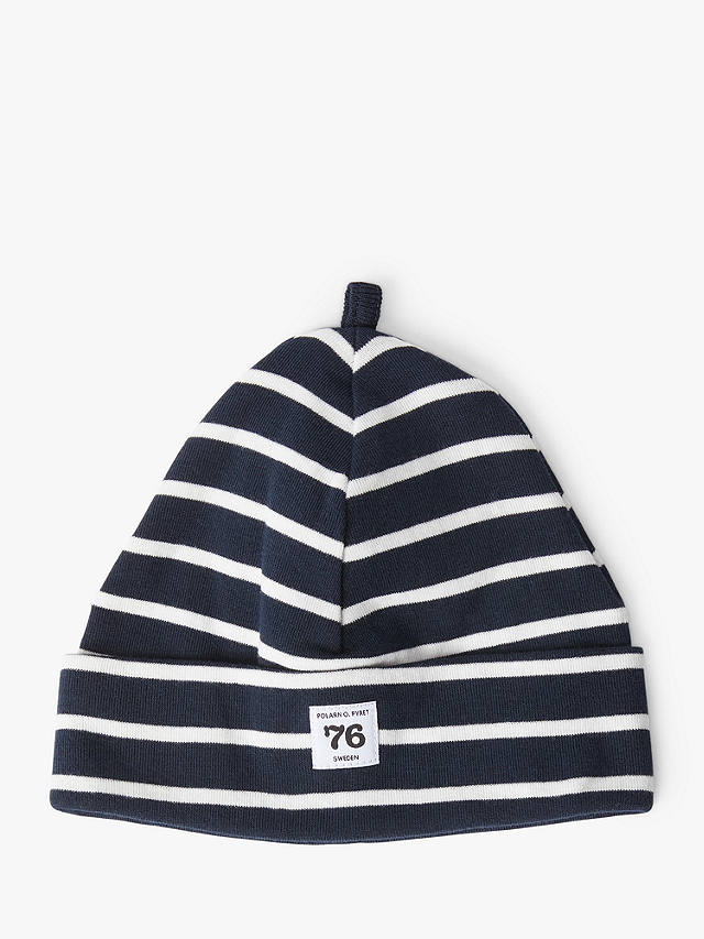 Polarn O. Pyret Baby Organic Cotton Striped Hat, Navy