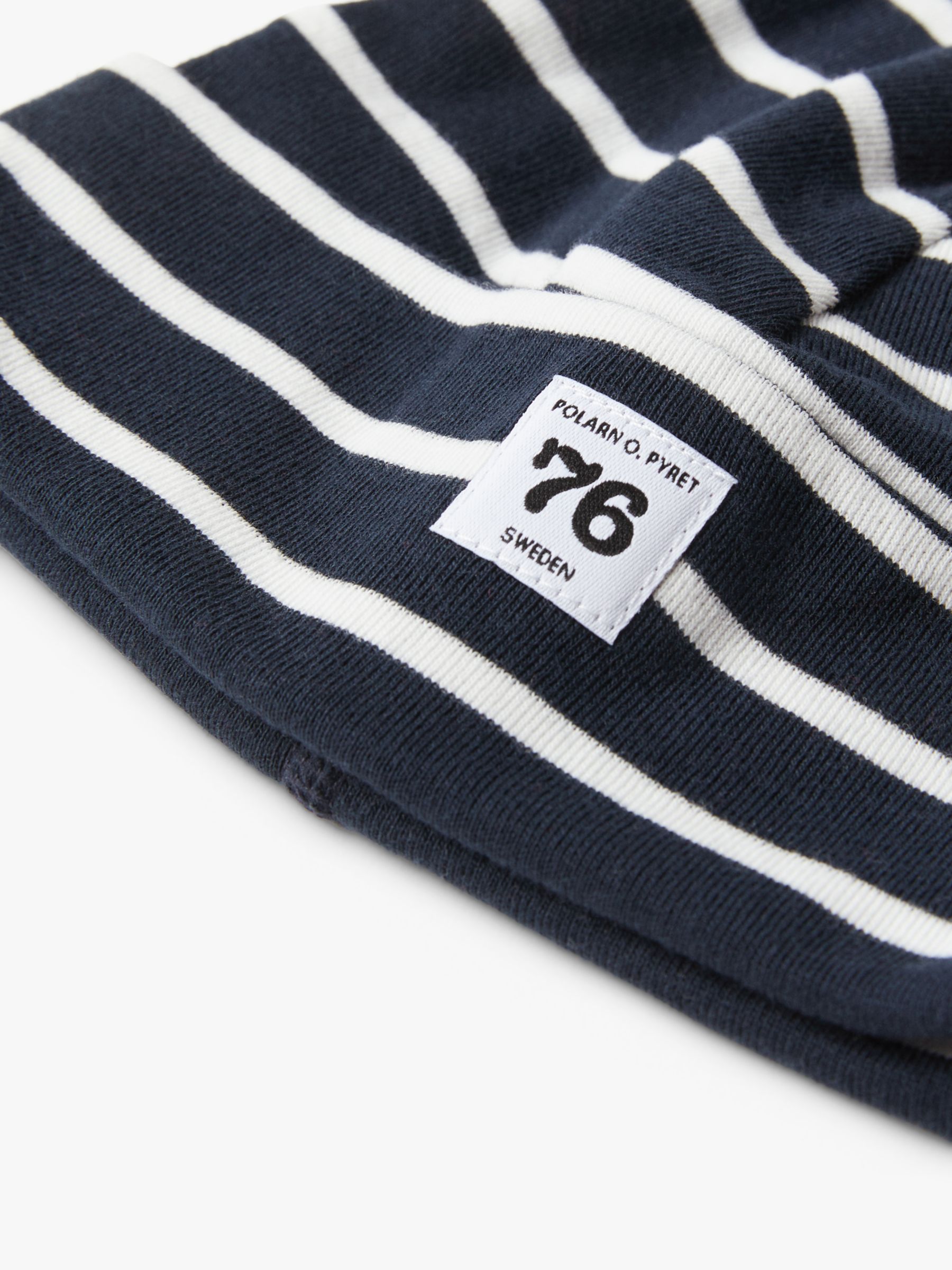 Polarn O. Pyret Baby Organic Cotton Striped Hat, Navy, Earl years