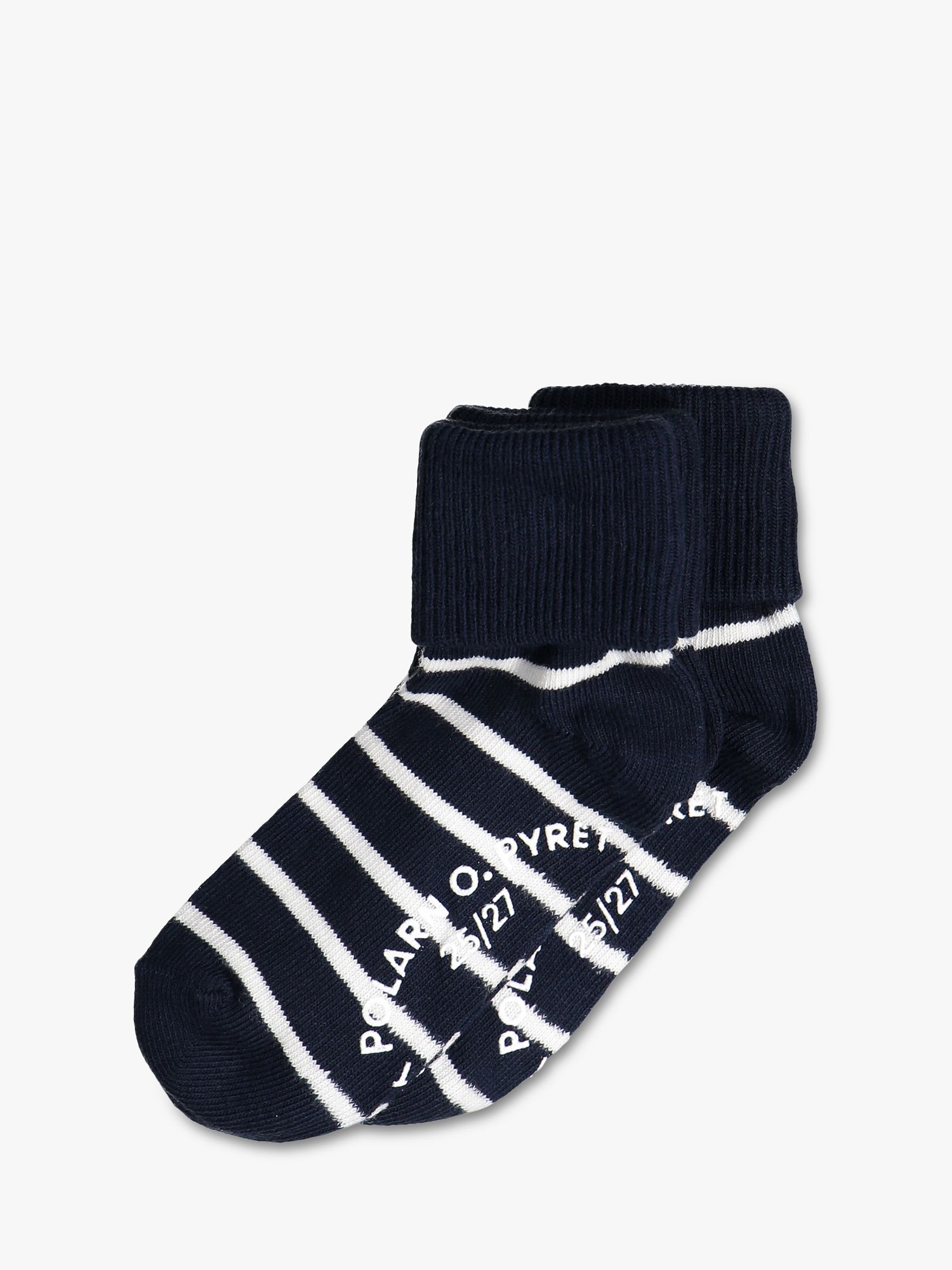 Polarn O. Pyret Kids' Anti-Slip Stripe Socks, Pack of 2, Blue, 2-4 years