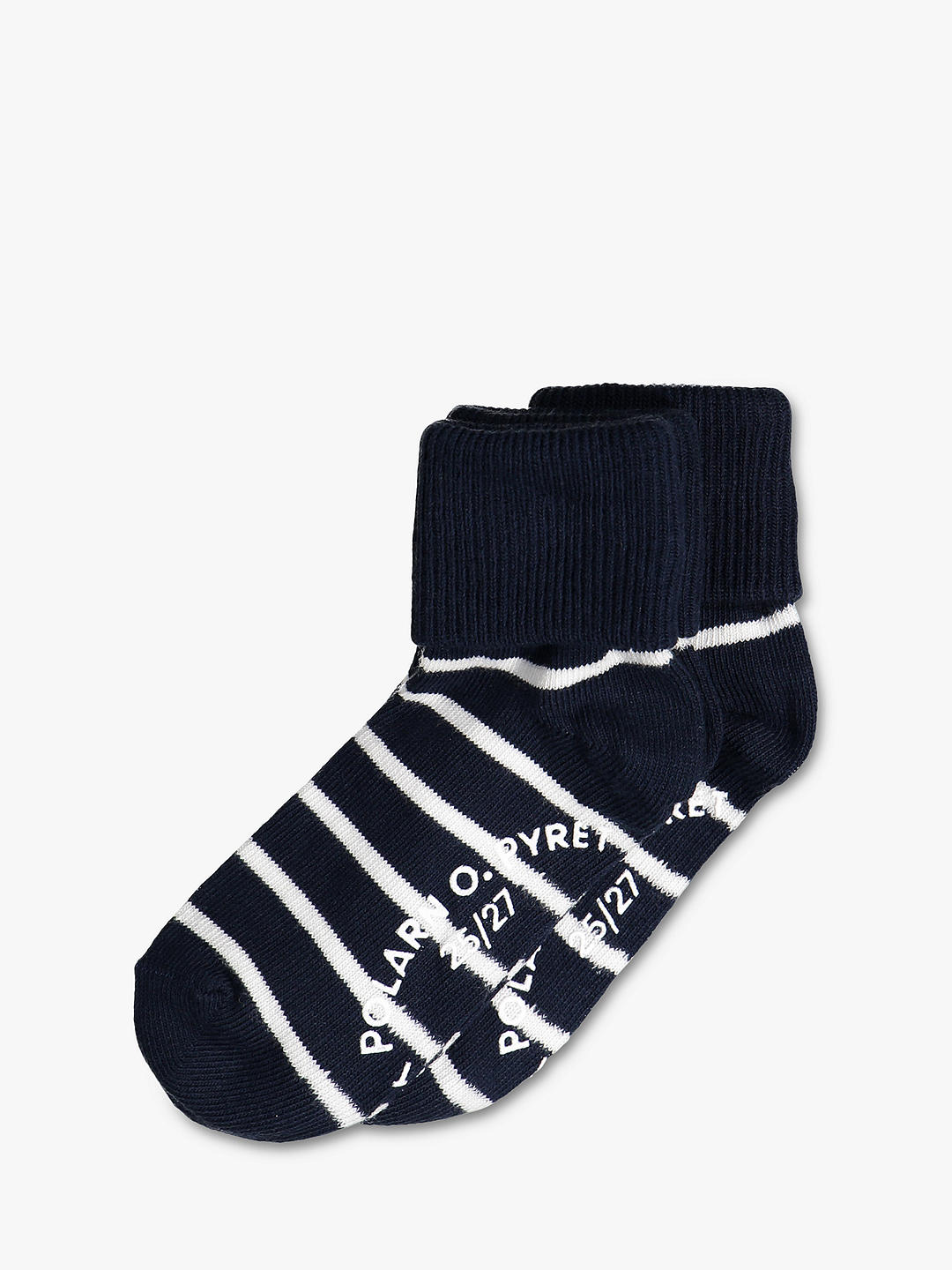Polarn O. Pyret Kids' Anti-Slip Stripe Socks, Pack of 2, Blue