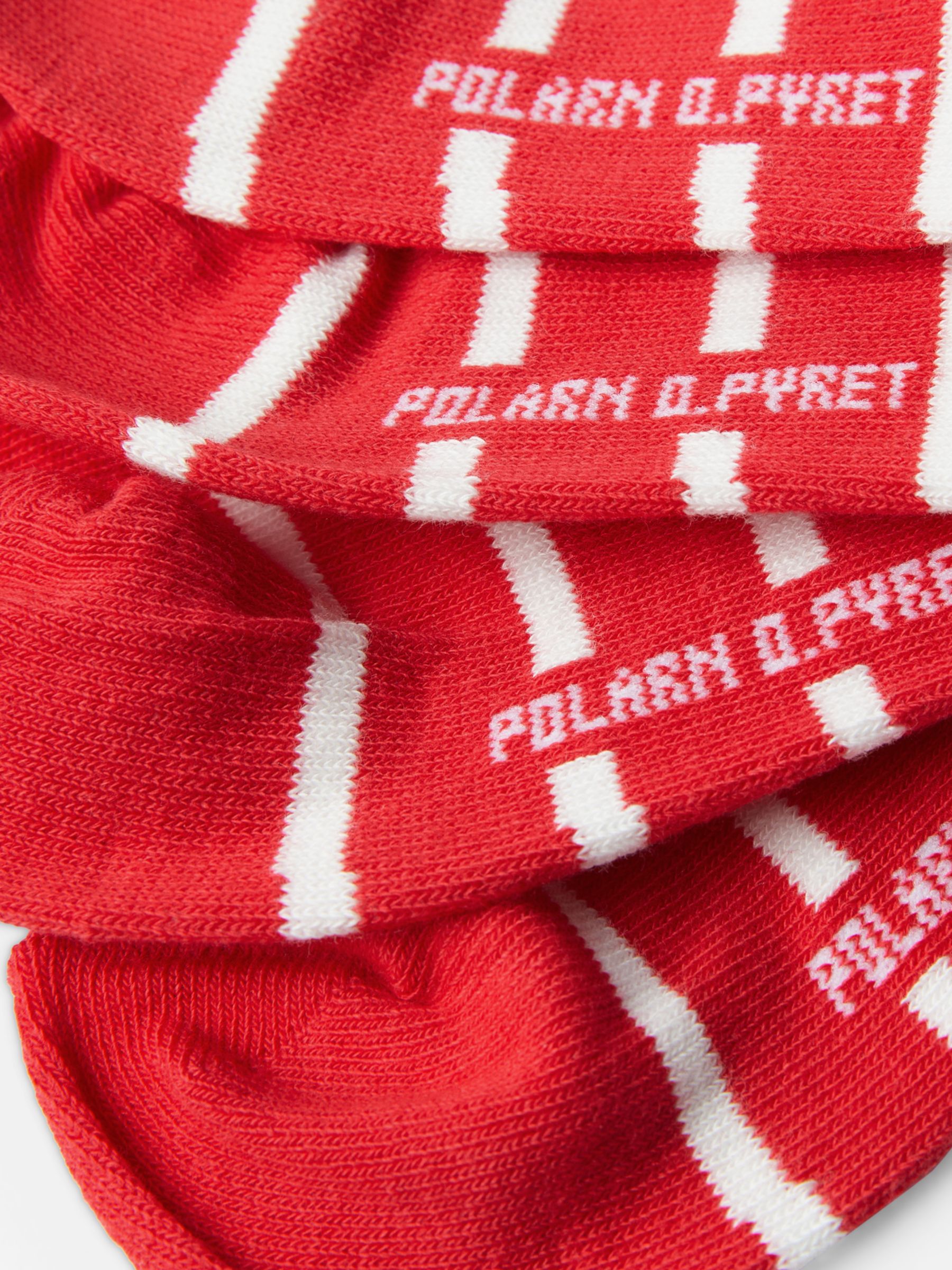 Polarn O. Pyret Kids' Organic Cotton Blend Stripe Socks, Pack of 2, Red, 6-8 years