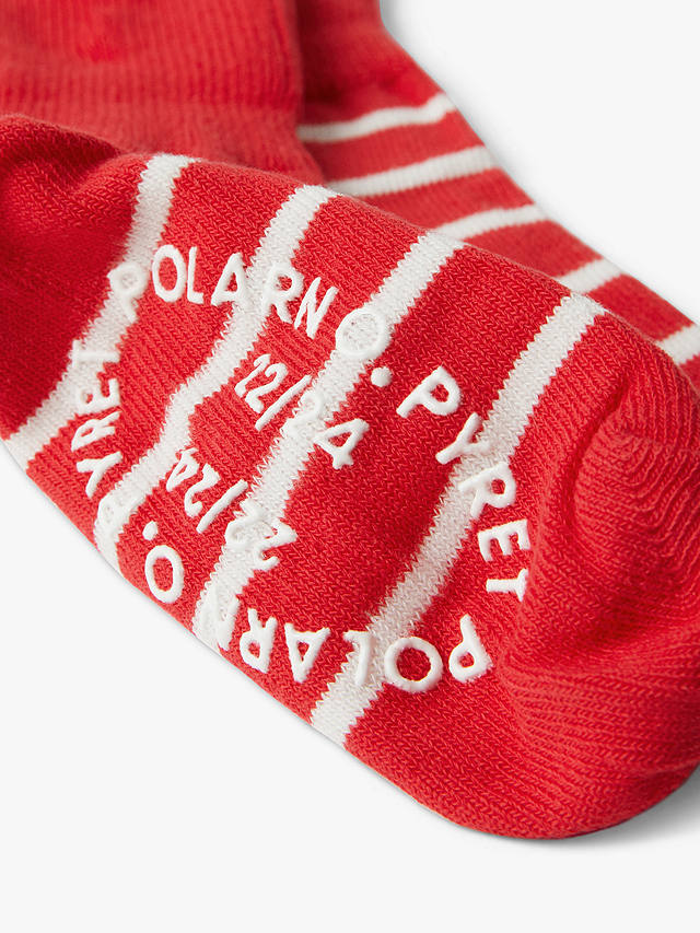 Polarn O. Pyret Kids' Anti-Slip Stripe Socks, Pack of 2, Red