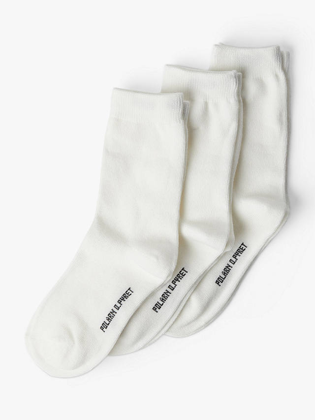 Polarn O. Pyret Kids' Cotton Blend Socks, Pack of 3, White