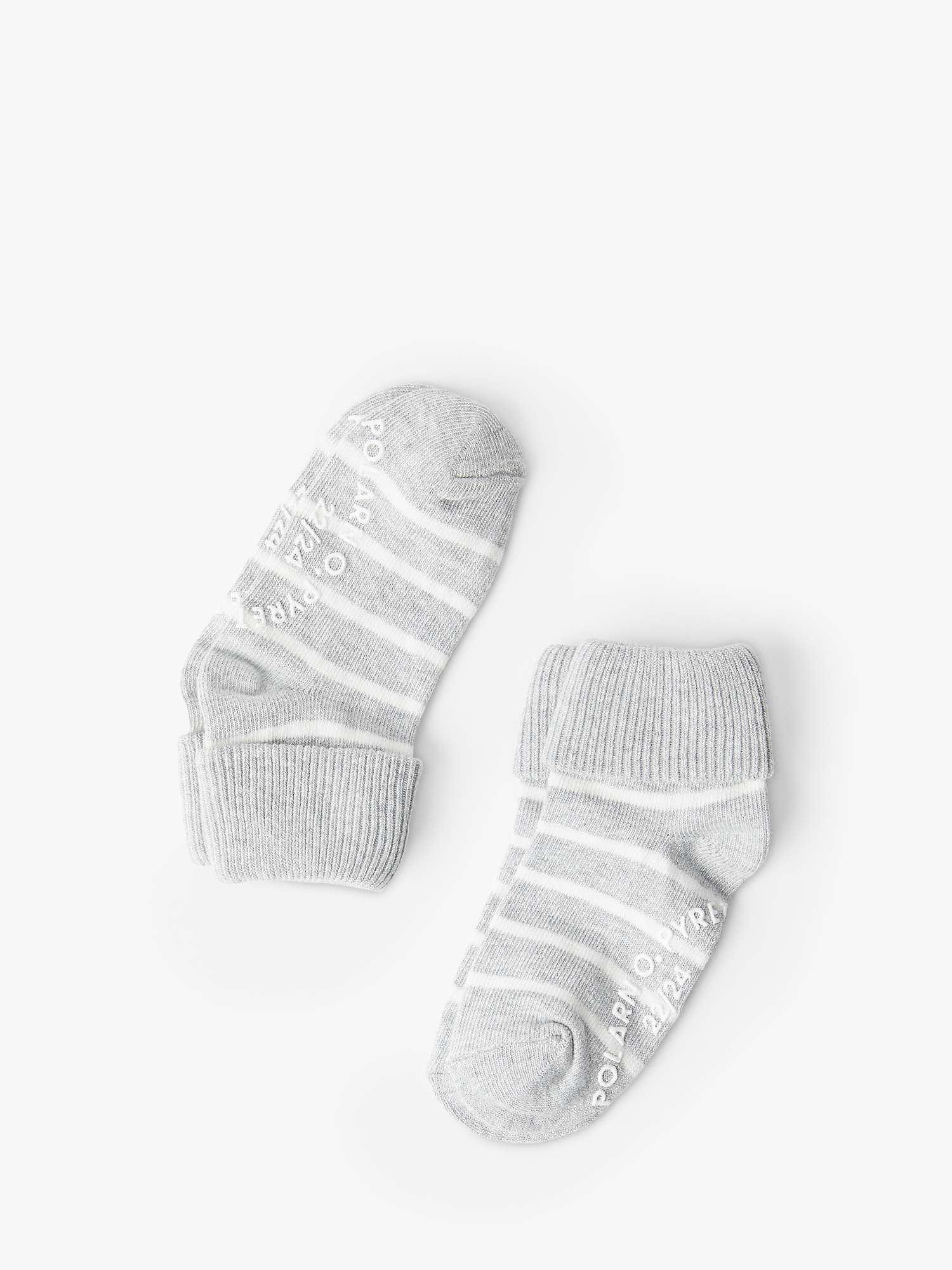 Buy Polarn O. Pyret Kids' Anti-Slip Stripe Socks, Pack of 2, Grey Online at johnlewis.com