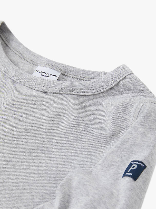 Polarn O. Pyret Kids' Organic Cotton Long Sleeve T-Shirt, Grey