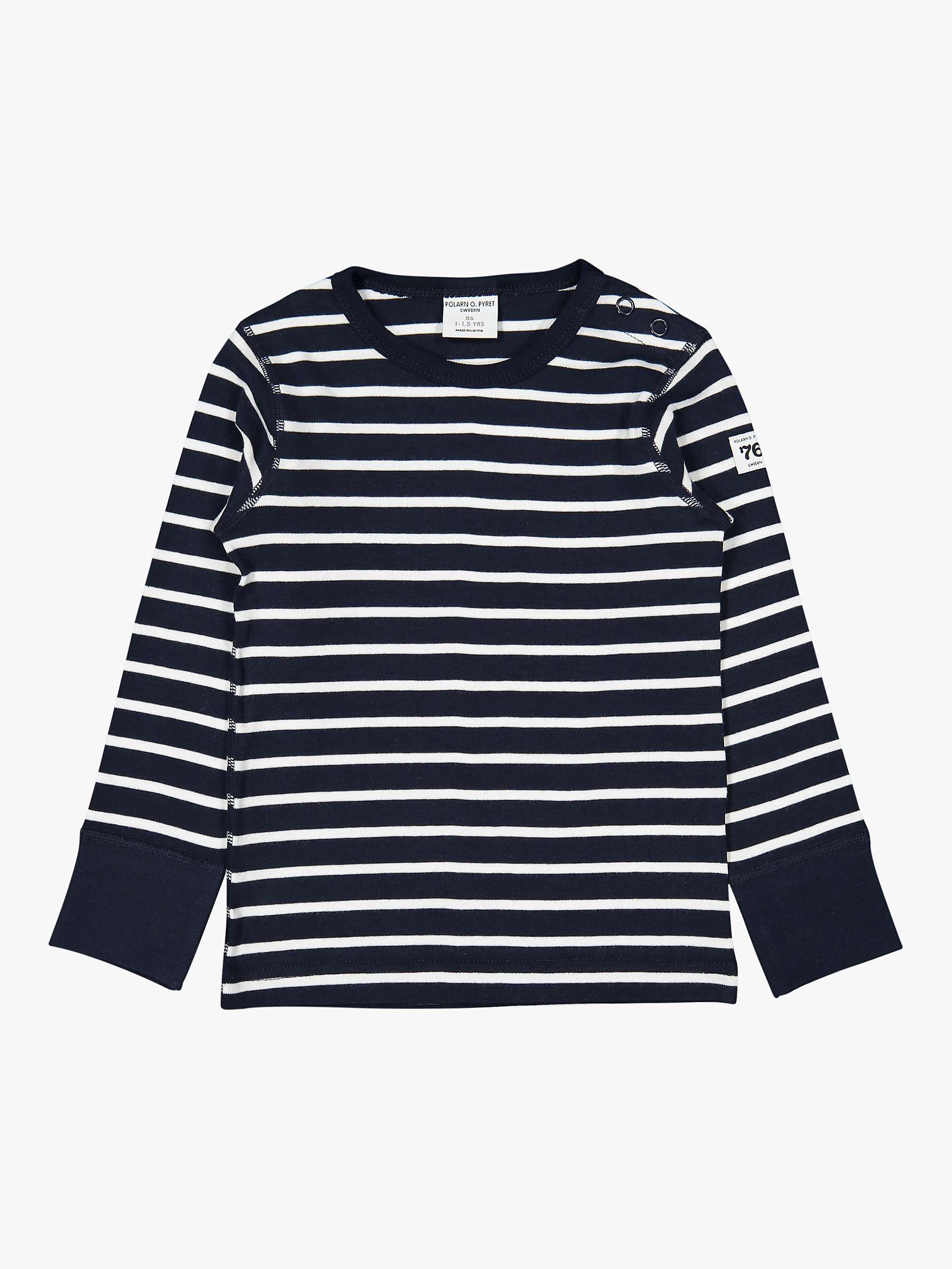Buy Polarn O. Pyret Baby Organic Cotton Stripe Long Sleeve Top, Blue Online at johnlewis.com
