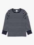 Polarn O. Pyret Kids' Organic Cotton Stripe Long Sleeve T-Shirt, Blue